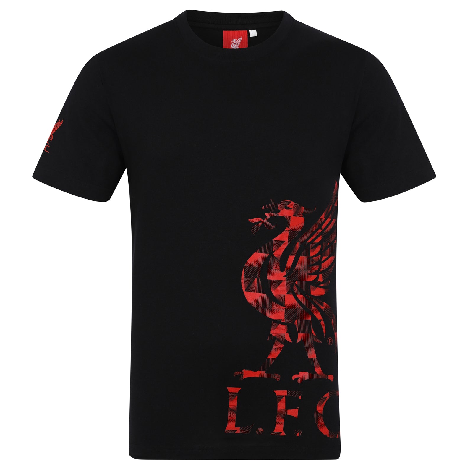 Liverpool adults T-Shirt in black with large crest print and text to front.