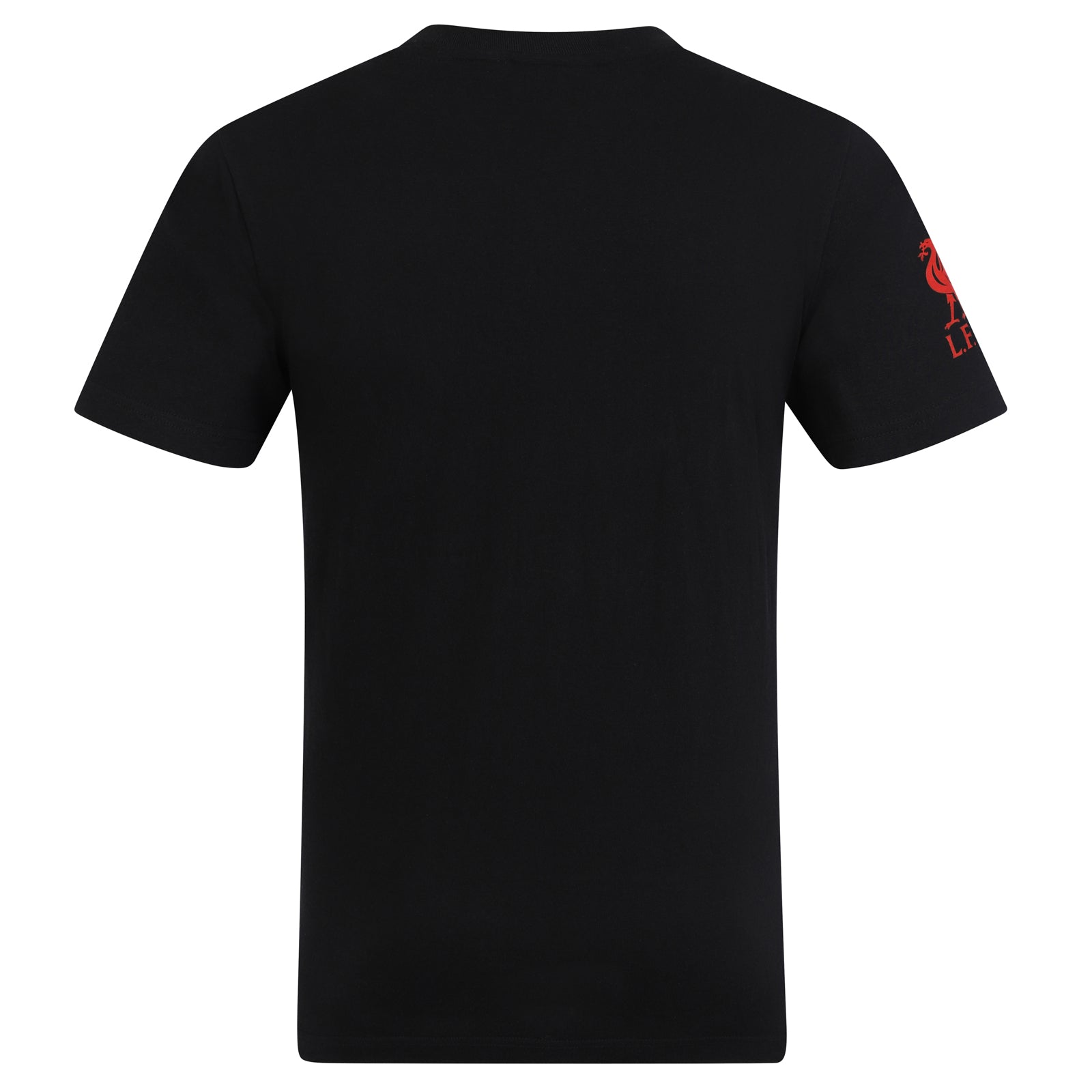 Liverpool adults T-Shirt in black with large crest print and text to front.