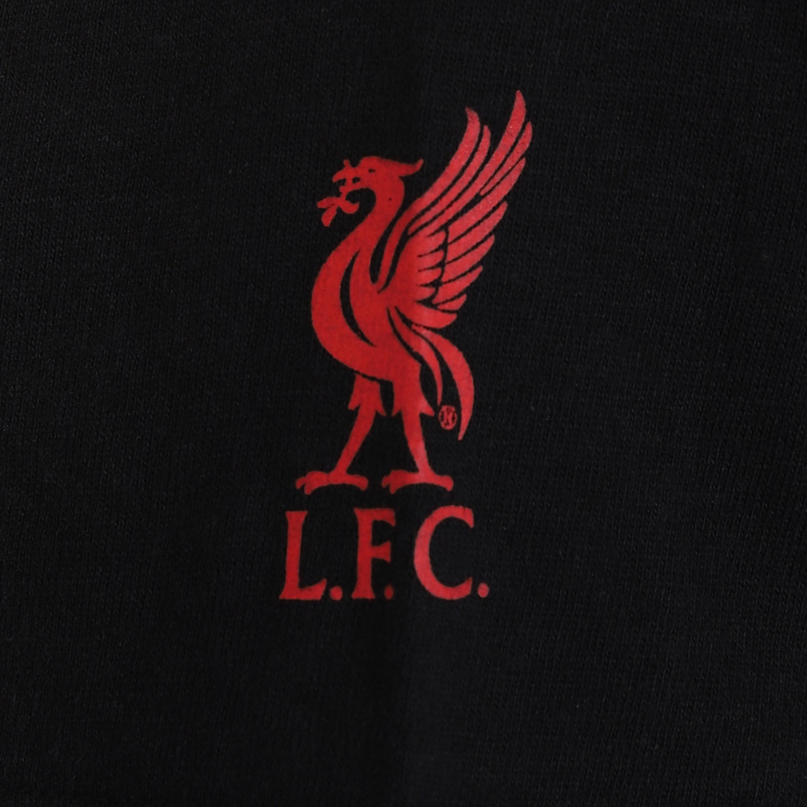 Liverpool kids T-shirt in black with large club crest print to front and small crest print to sleeve.