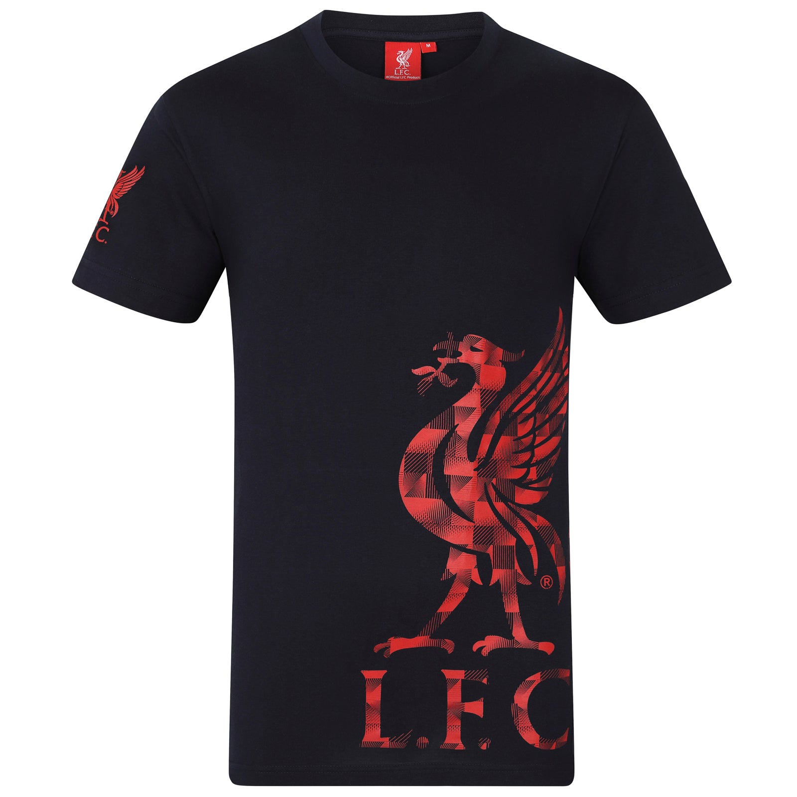 Liverpool adults T-Shirt in navy with large crest print and text to front.