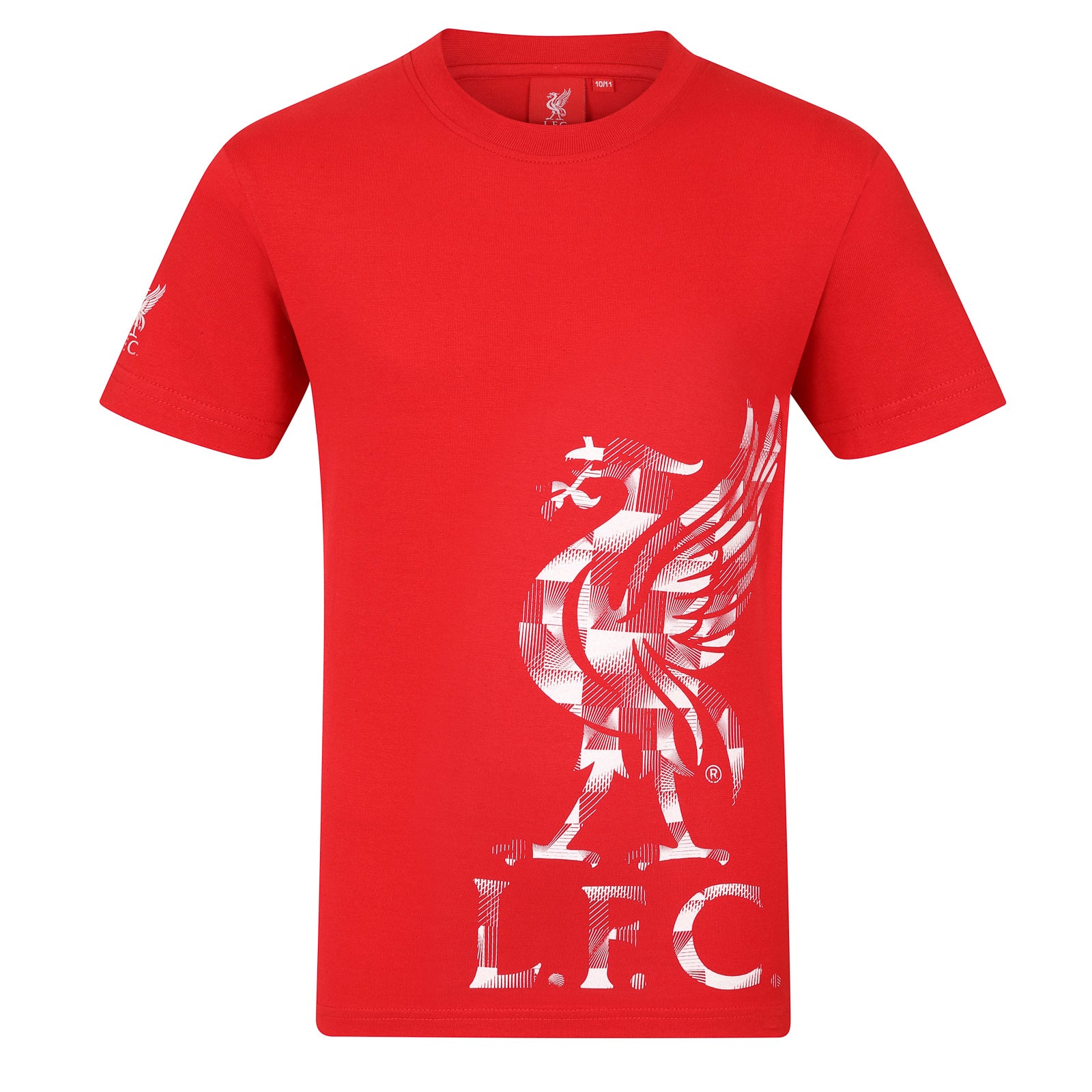 Liverpool adults T-Shirt in red with large crest print and text to front.