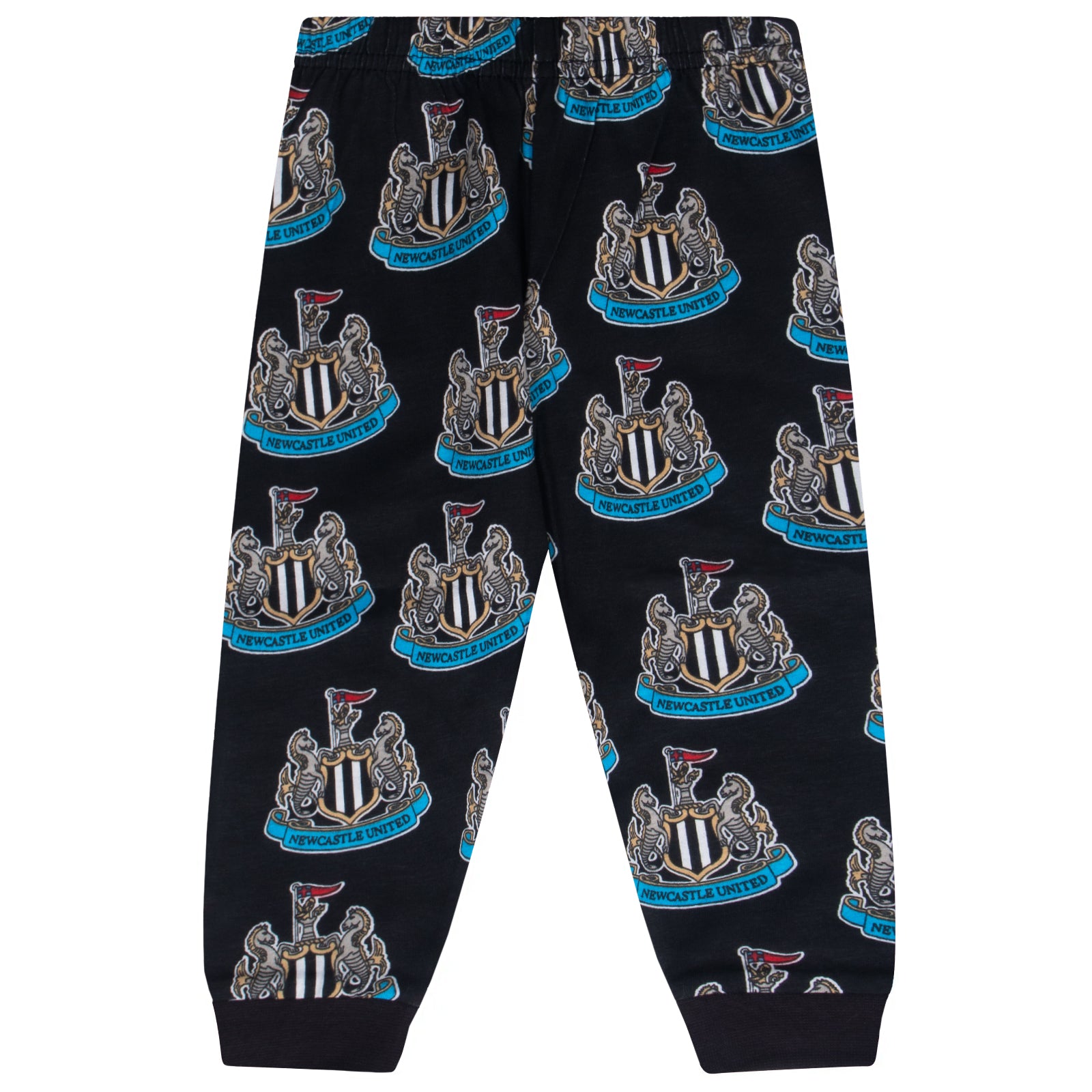 Newcastle Utd baby pyjamas in black with long sleeve top and crest & text to chest plus matching bottoms