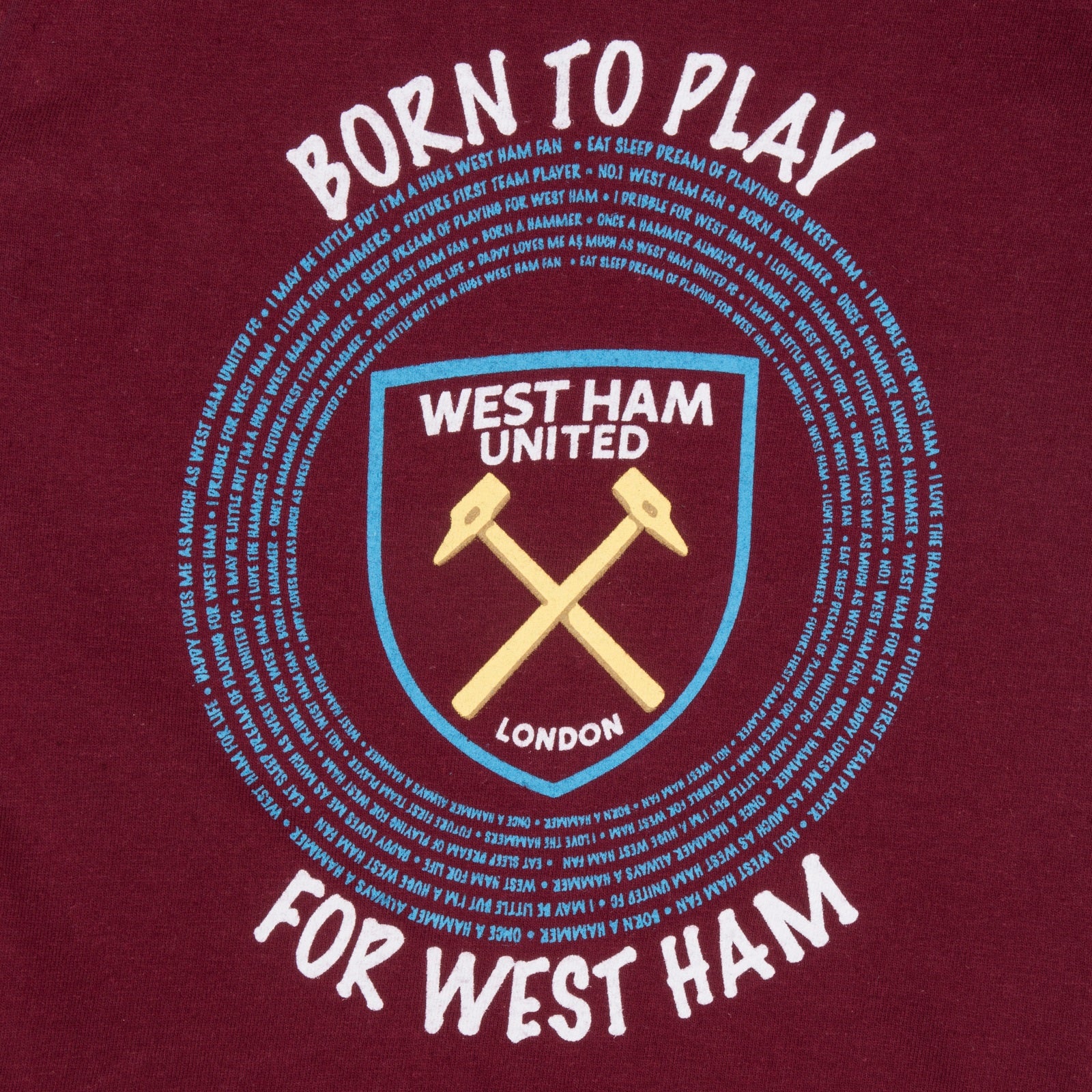 West Ham baby pyjamas with claret & blue top and claret bottoms.
