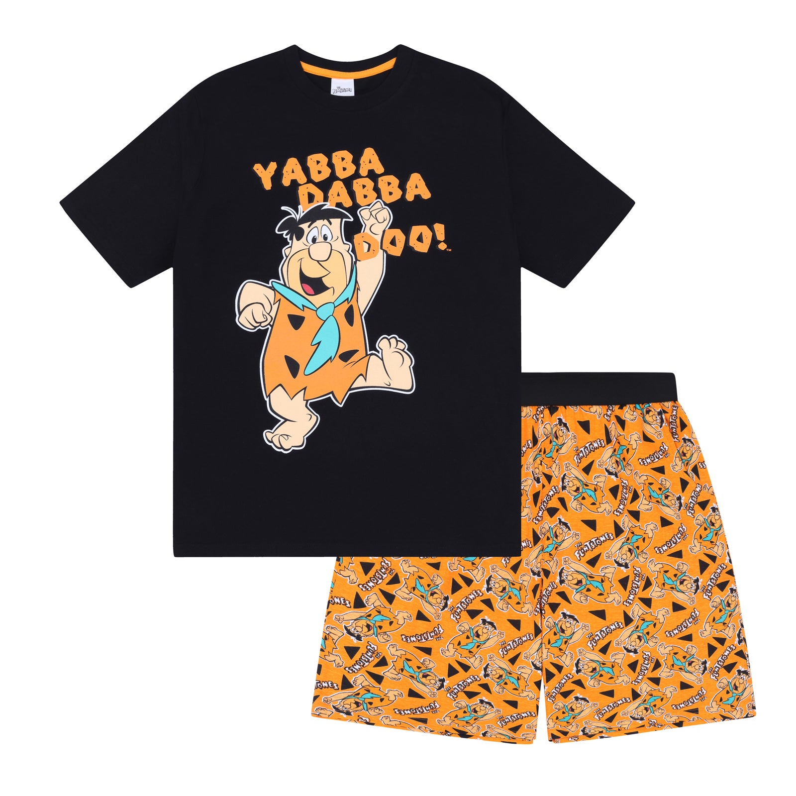 The Flintstones Fred Flintstone kids pyjamas in black with large character print to front.