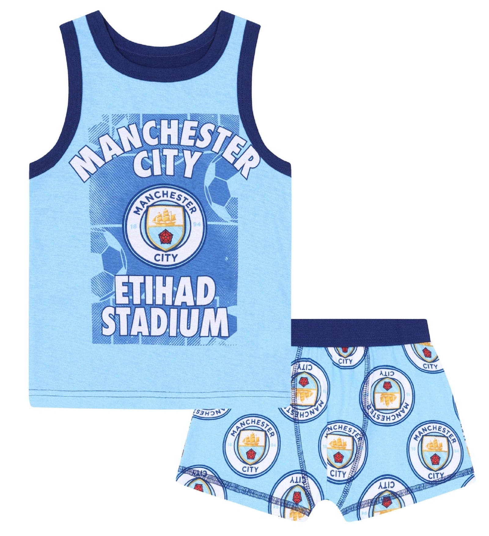 Man City boxer shorts & vest set for boys in blue