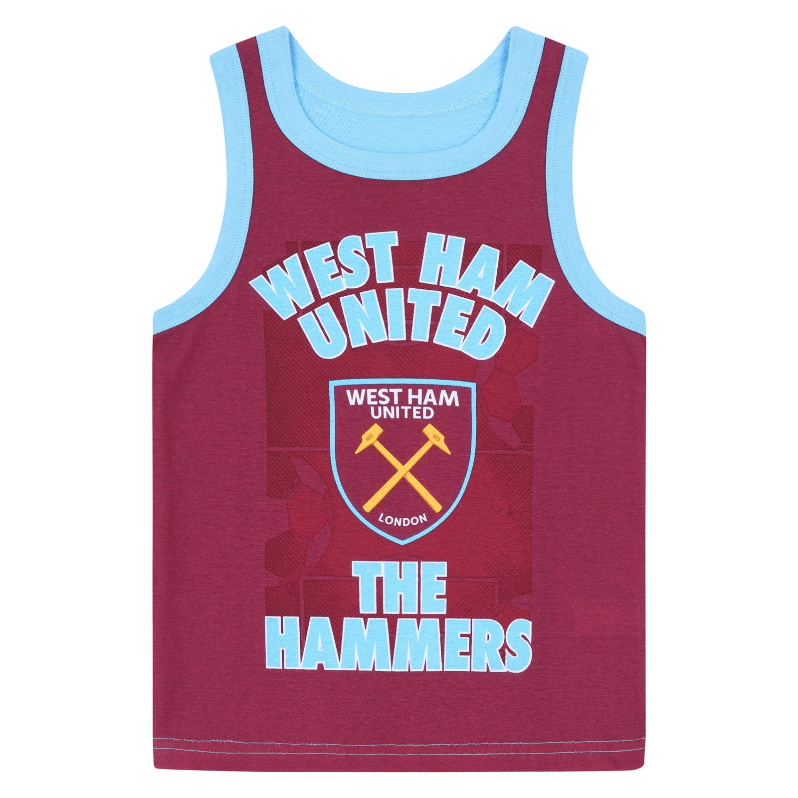 West Ham Utd boxer shorts & vest set for boys in claret & blue