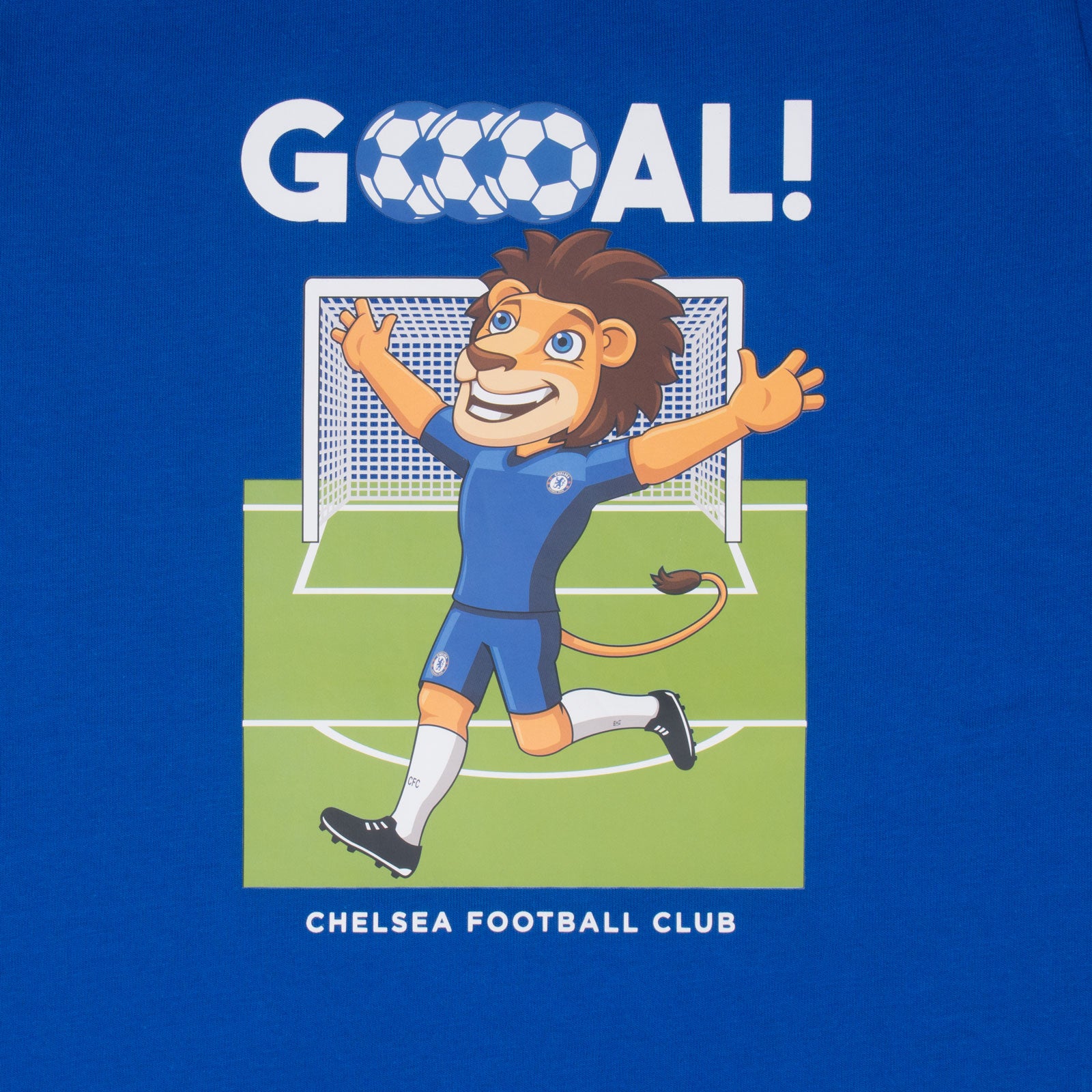 Chelsea kids T-shirt in royal blue with large club crest print to front and small crest print to sleeve.