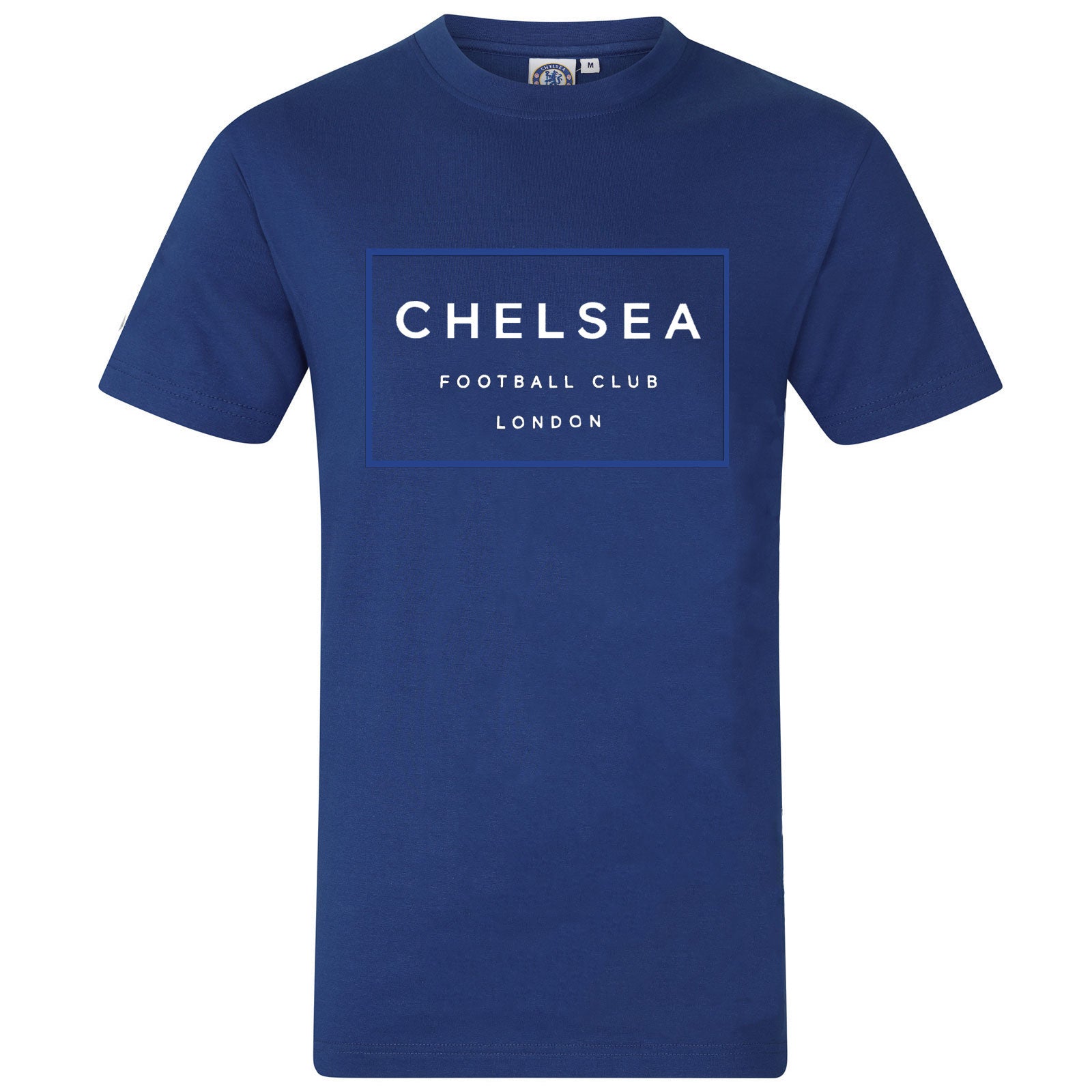 Chelsea kids T-shirt in royal blue with large club crest print to front and small crest print to sleeve.