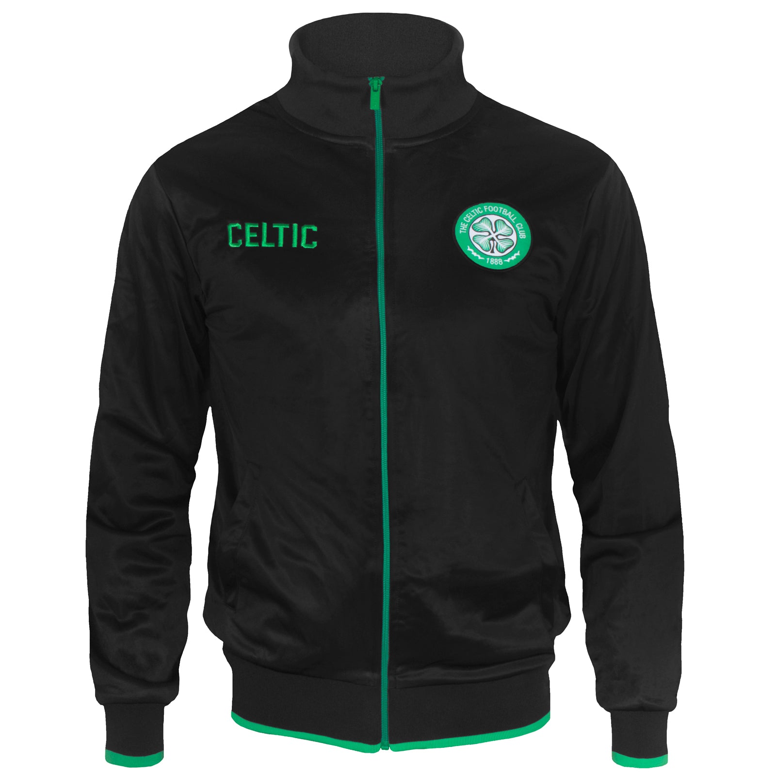 Celtic adults track jacket in black with retro crest on the chest.
