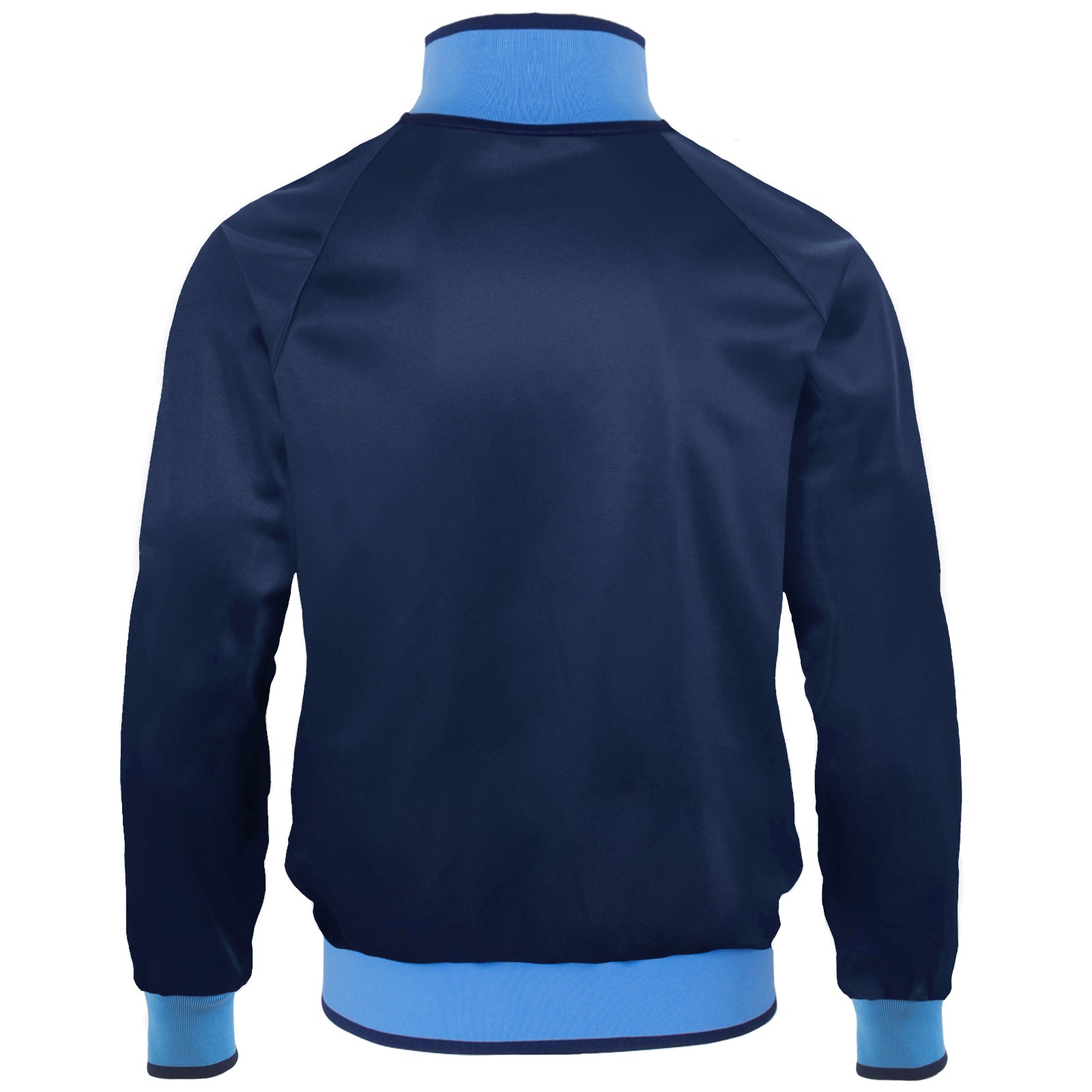 Man City adults retro track jacket in navy & sky blue with club crest to chest.