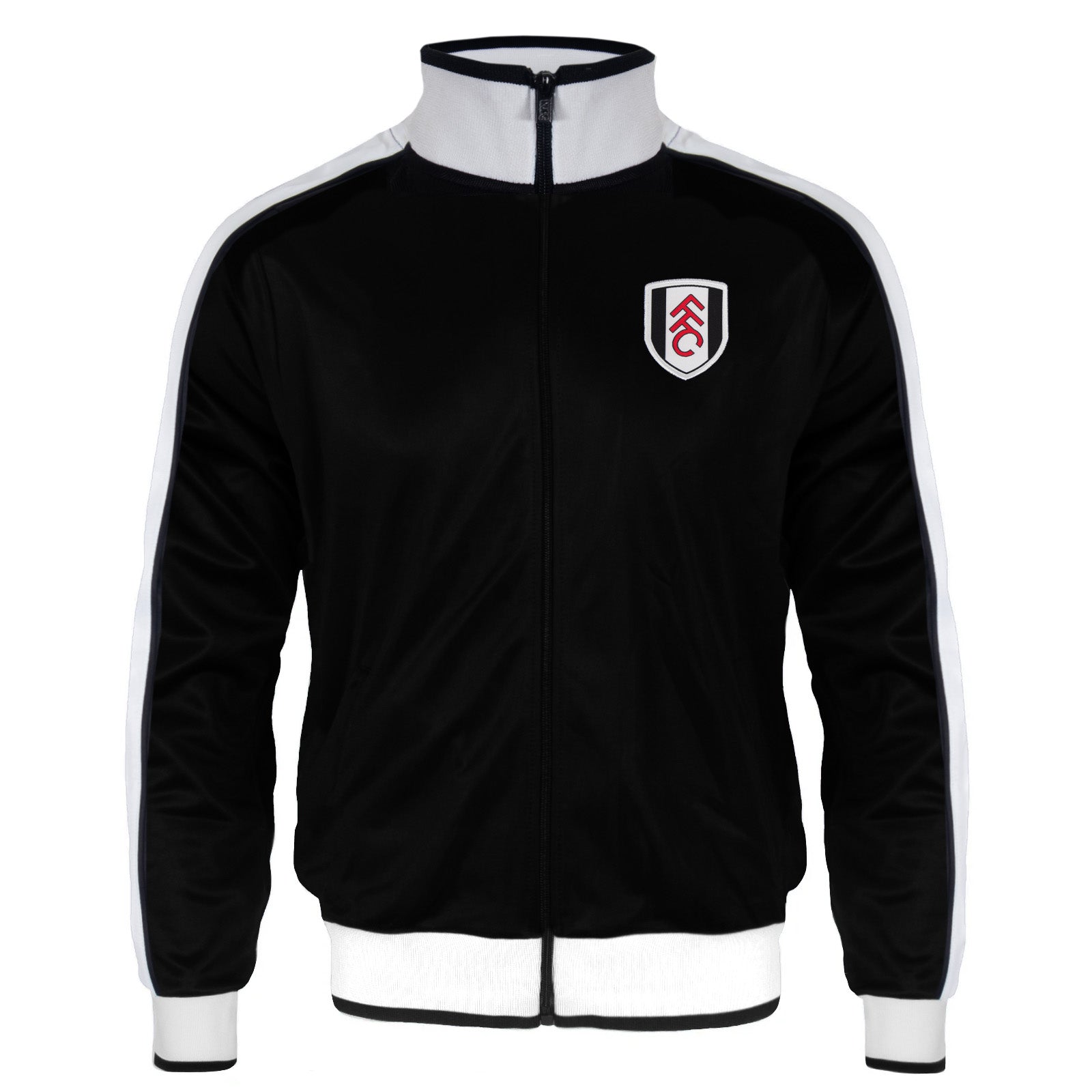 Fulham kids retro track jacket in black with club crest to chest.