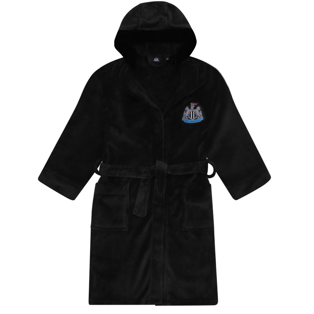 Newcastle United kids hooded dressing gown in black with crest