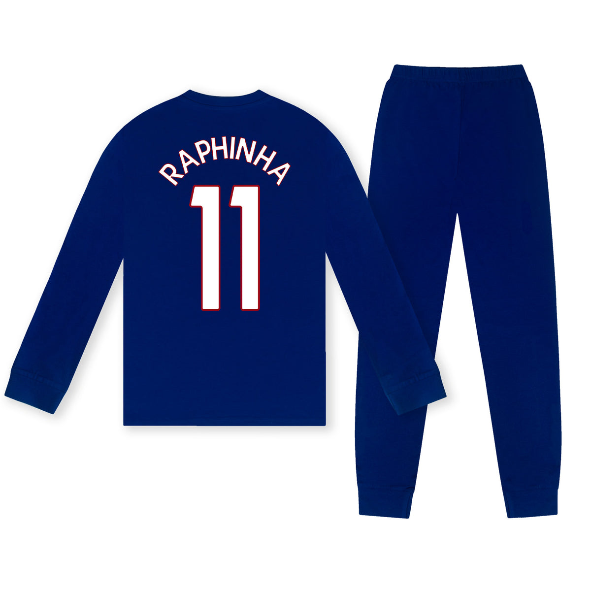 FC Barcelona kids long pyjamas in reflex blue. Long sleeve top featuring the club crest. Long legged bottoms with the club crest and Barca Text.