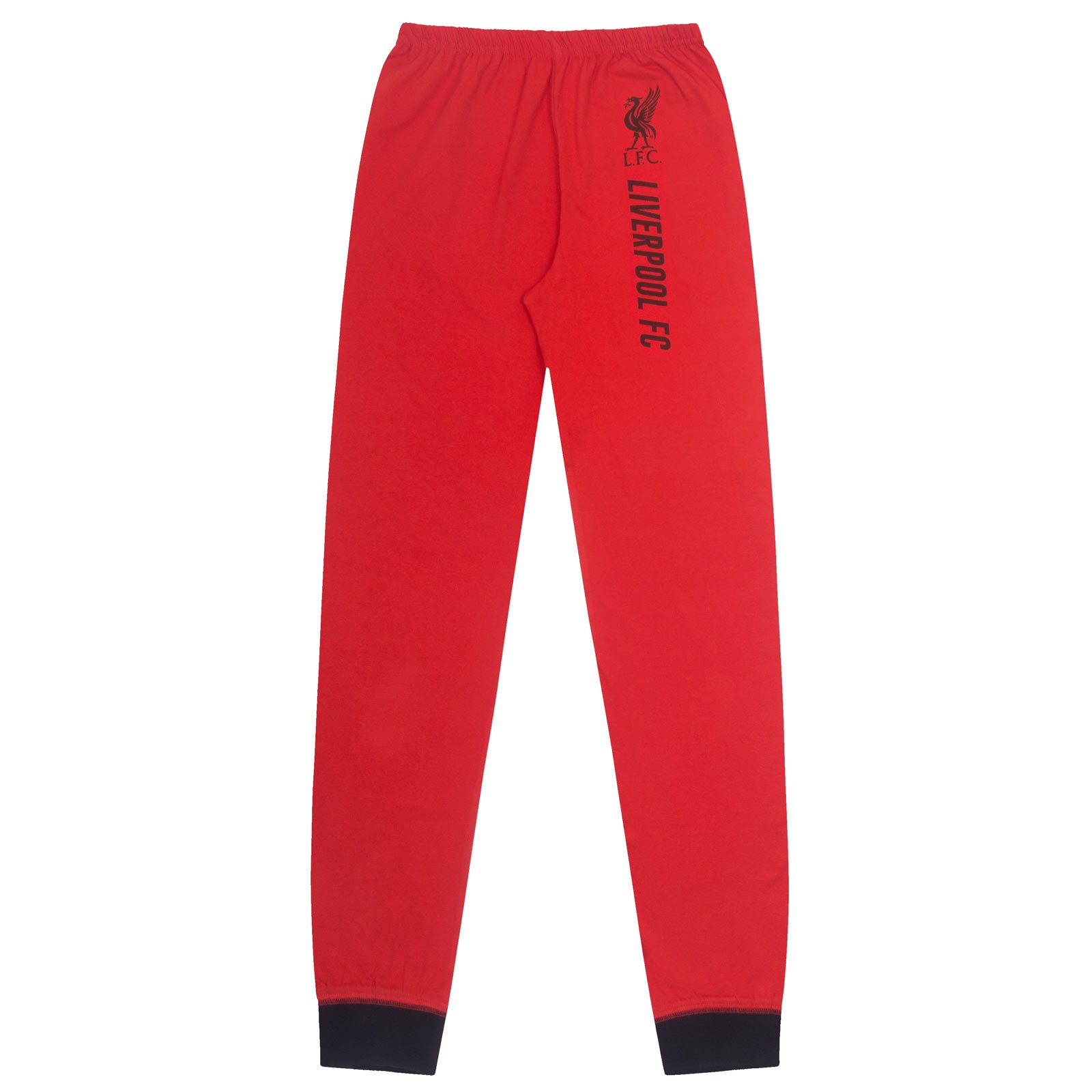 Liverpool kids long pyjamas in red. Long sleeve top with club crest. Long legged bottoms with crest.