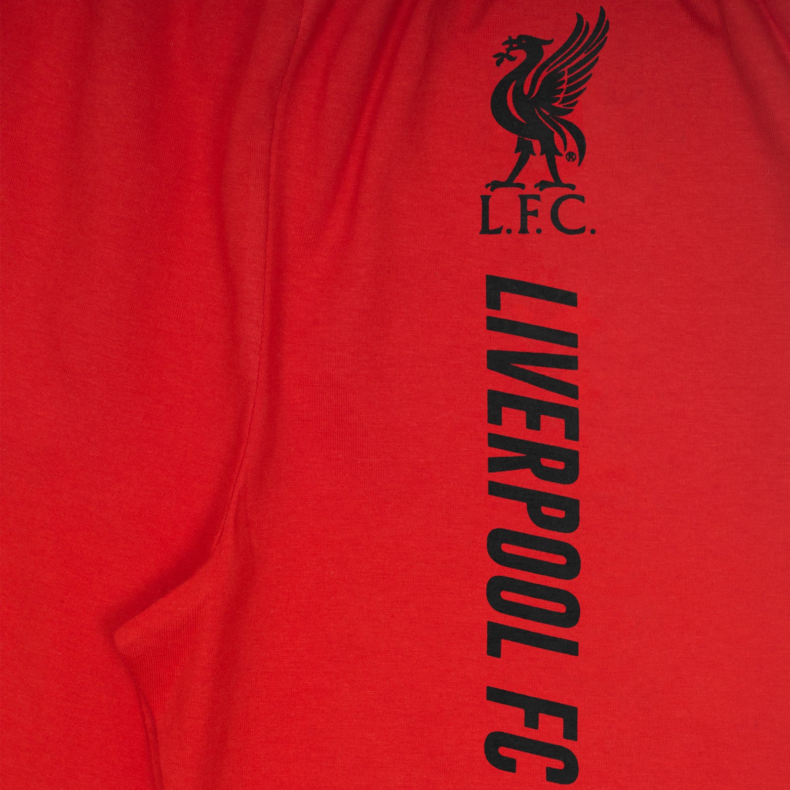 Liverpool kids long pyjamas in red. Long sleeve top with club crest. Long legged bottoms with crest.