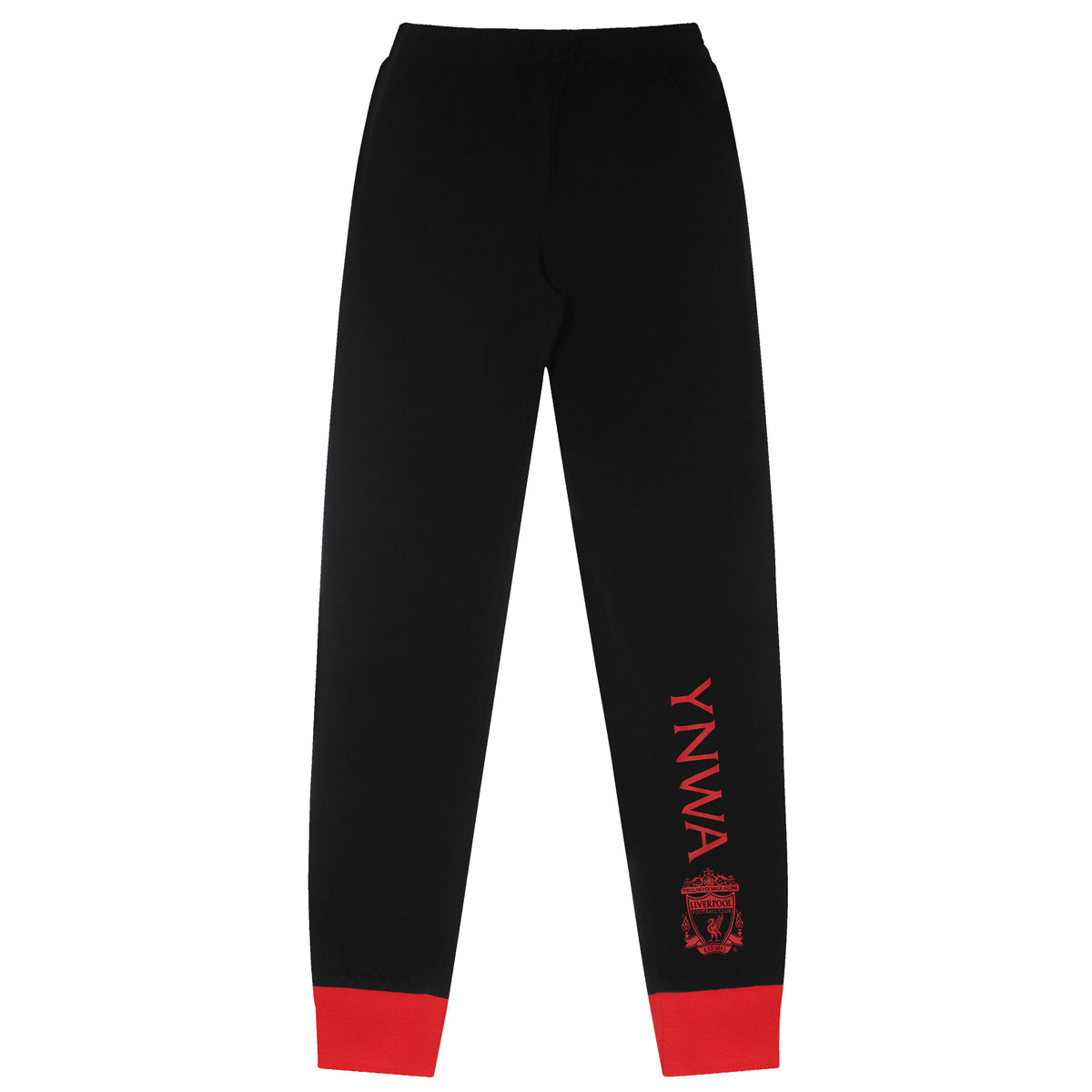 Liverpool kids long pyjamas in red & black. Long sleeve top with club crest. Long legged bottoms with crest.