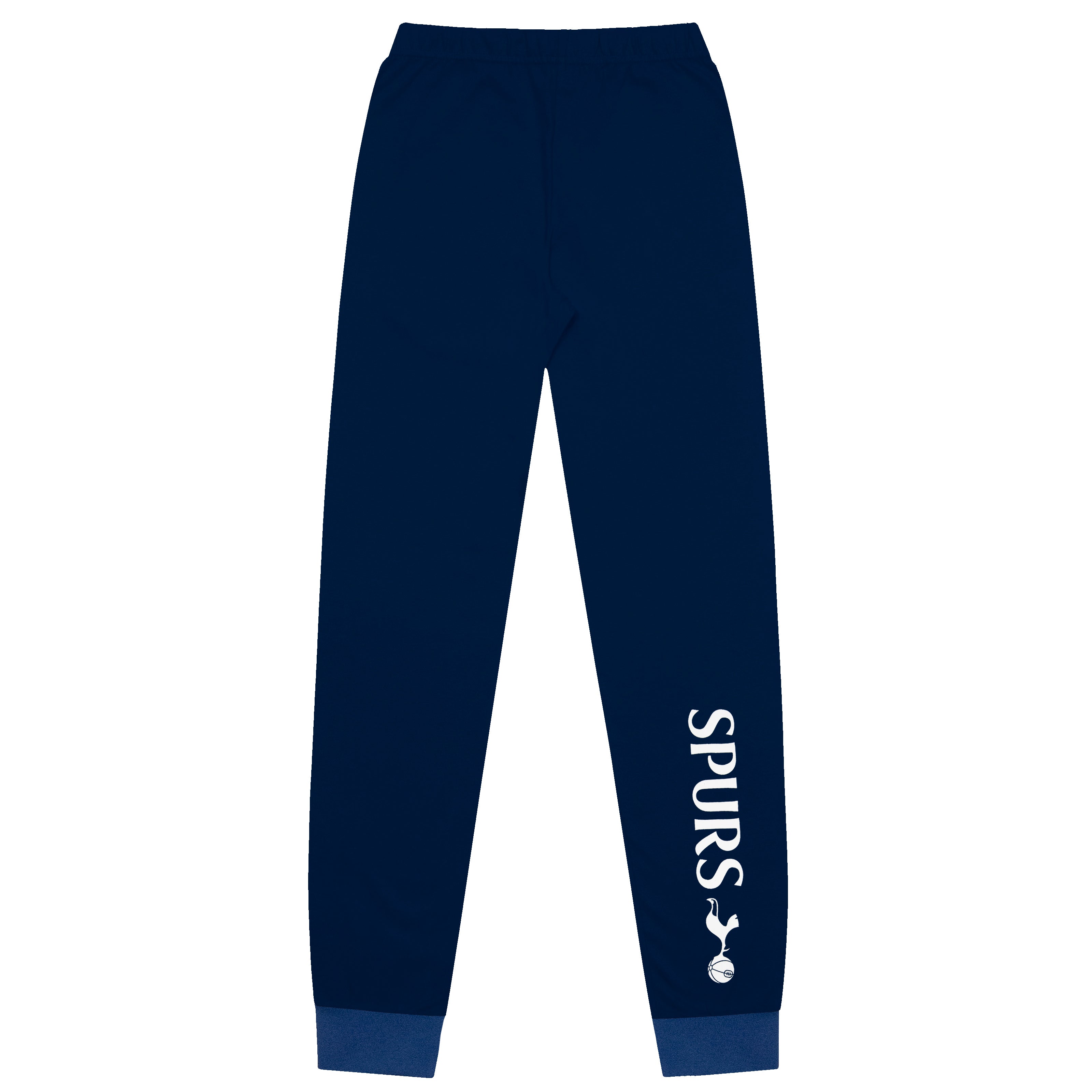 Spurs kids long pyjamas in navy blue with  long sleeve top with graphic crest with long legged bottoms