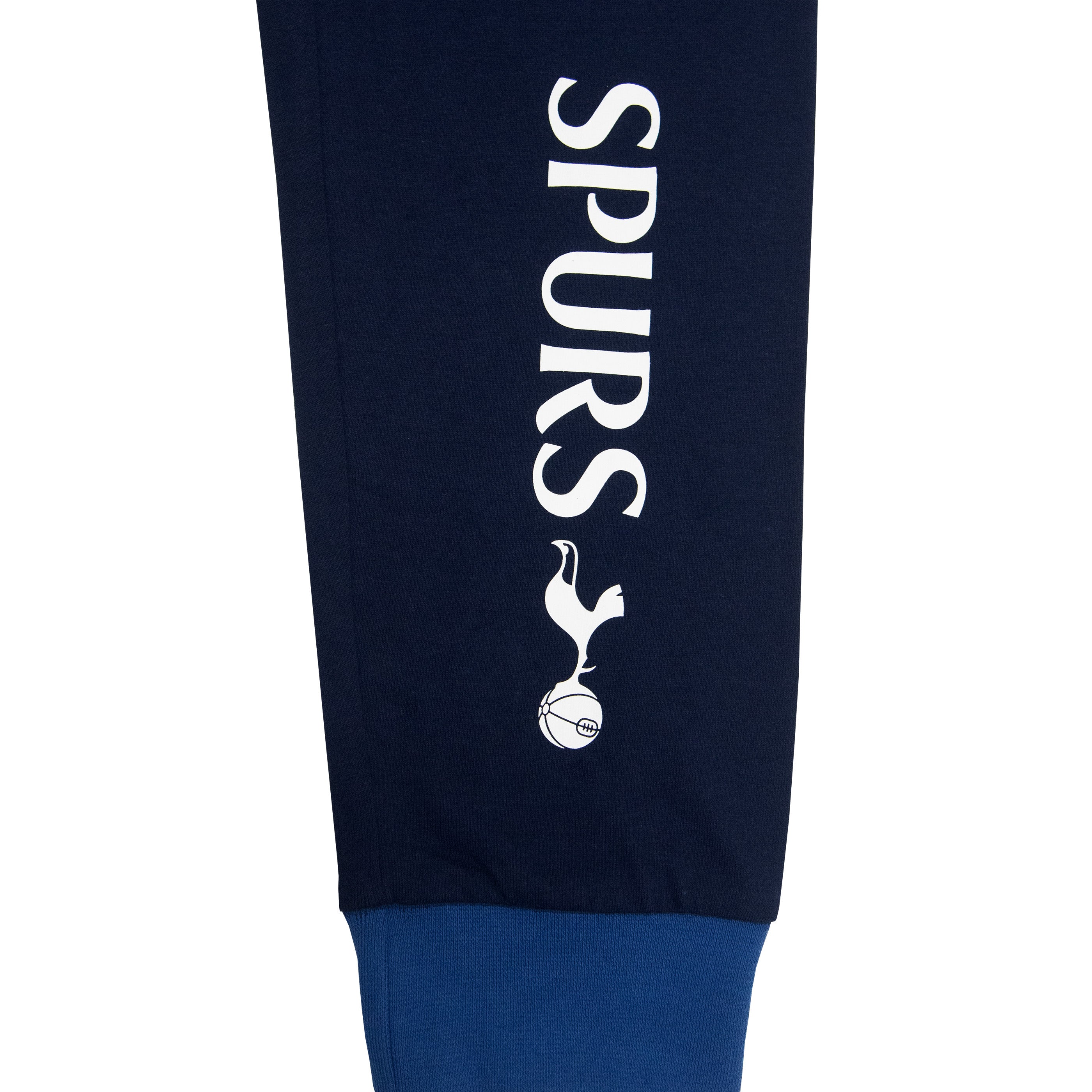 Spurs kids long pyjamas in navy blue with  long sleeve top with graphic crest with long legged bottoms