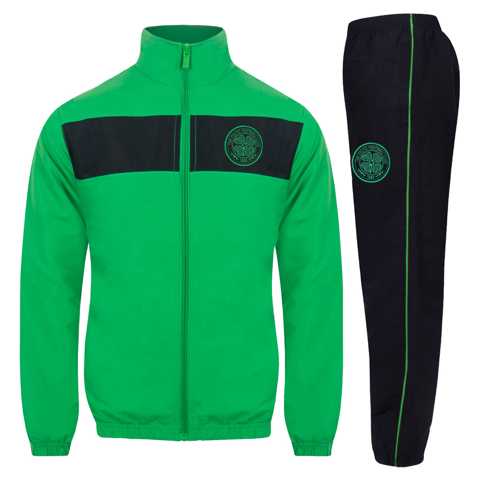 Celtic kids tracksuit in black with club crest to chest and left thigh