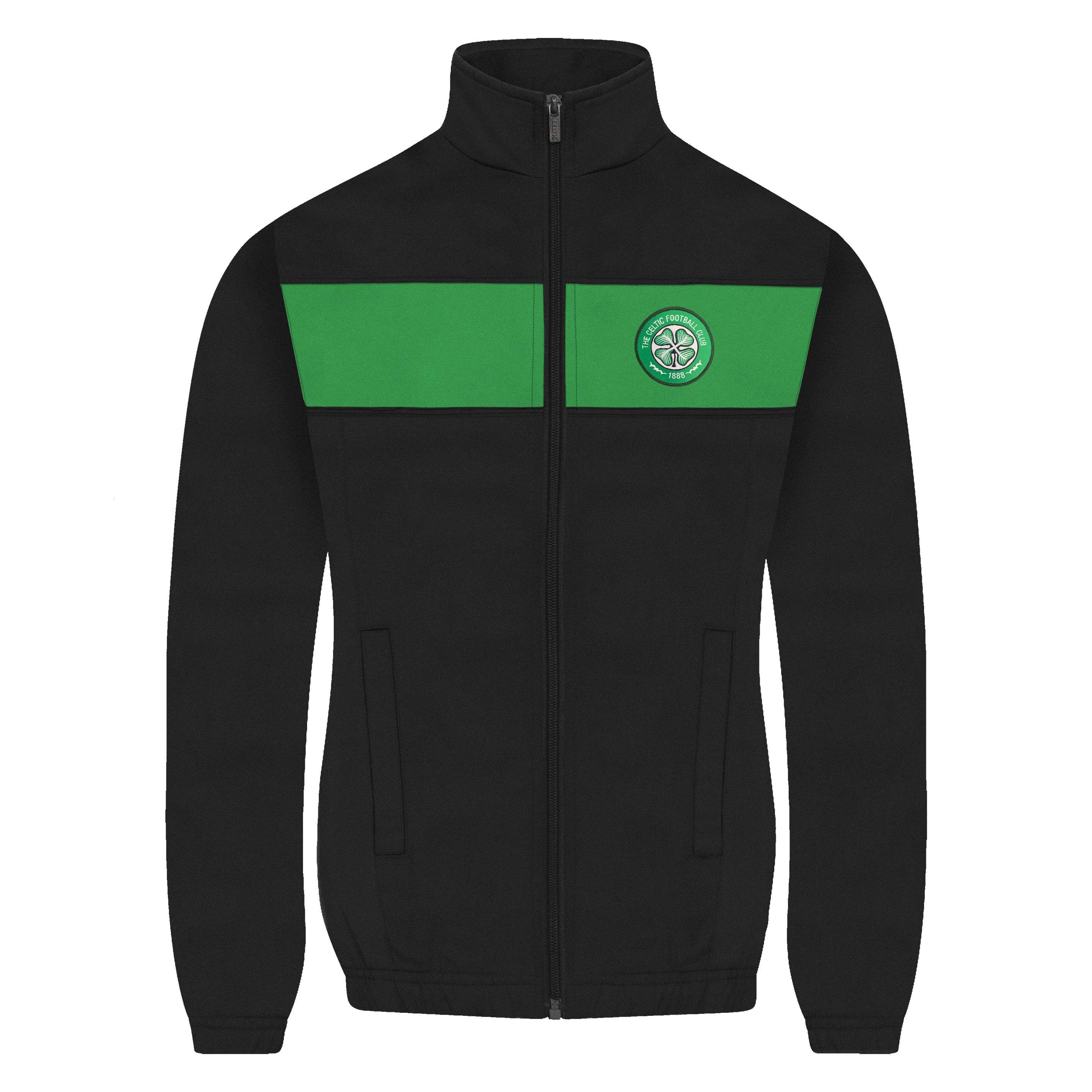 Celtic kids tracksuit in black with club crest to chest and left thigh