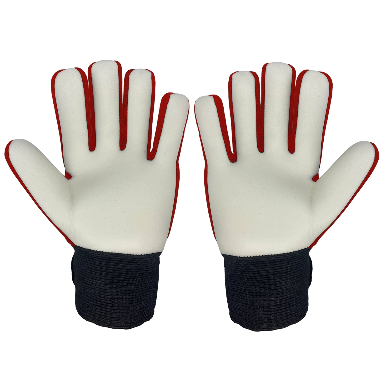 England goalkeeper gloves in red & navy blue with Three Lions crest & text print to each glove