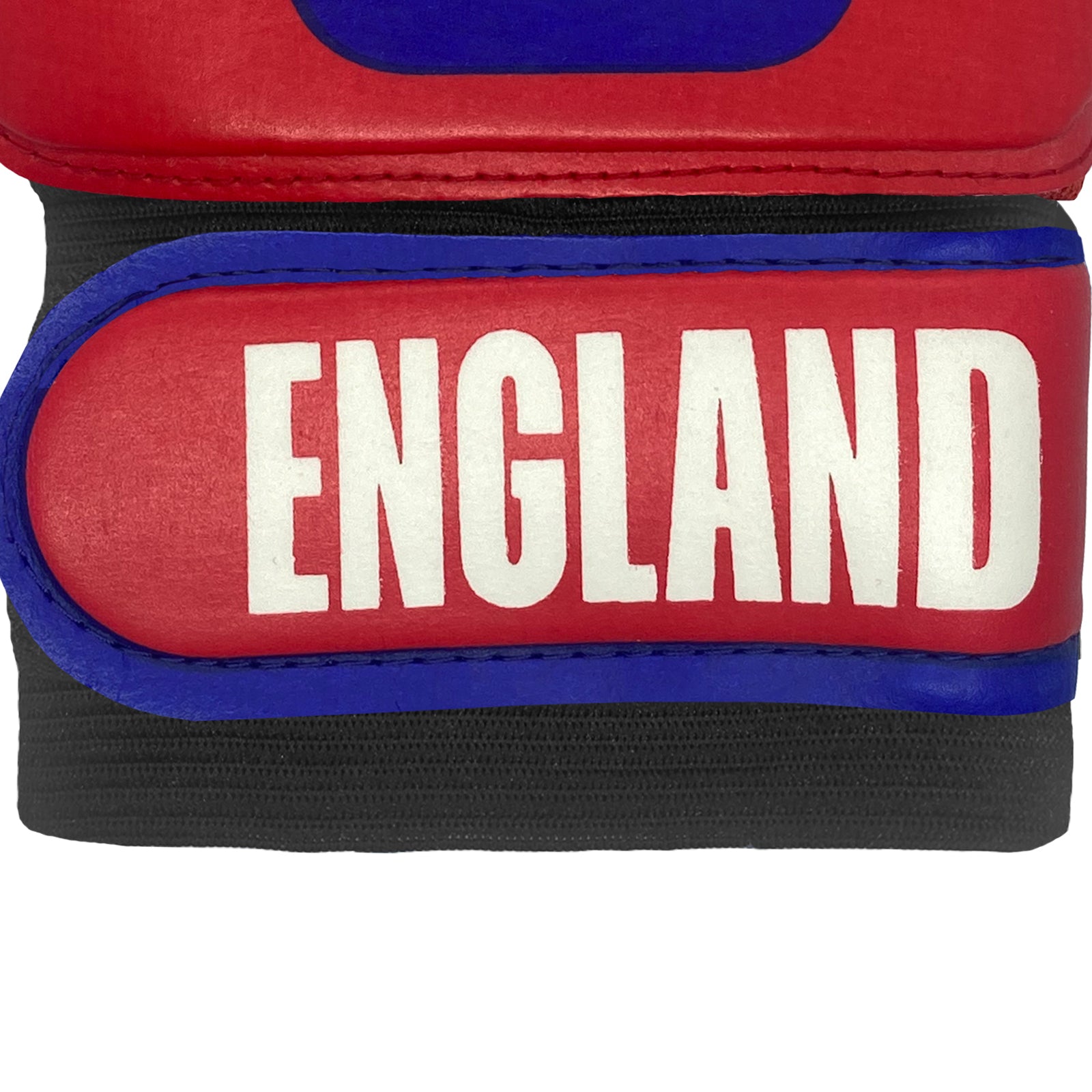 England goalkeeper gloves in red & navy blue with Three Lions crest & text print to each glove