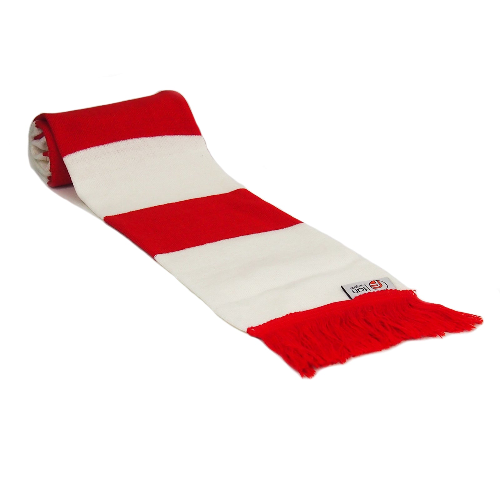 Brentford retro football scarf in red and white 2 bar club colours.