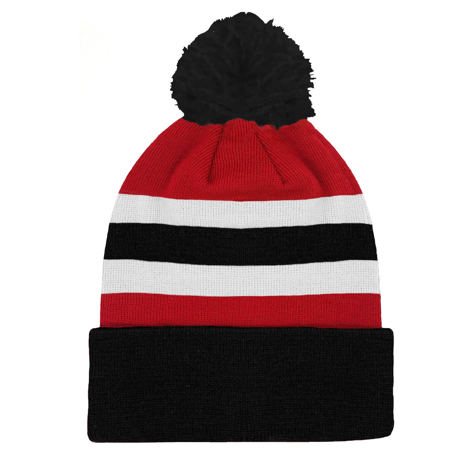 Sunderland retro knitted beanie hat in black, red & white