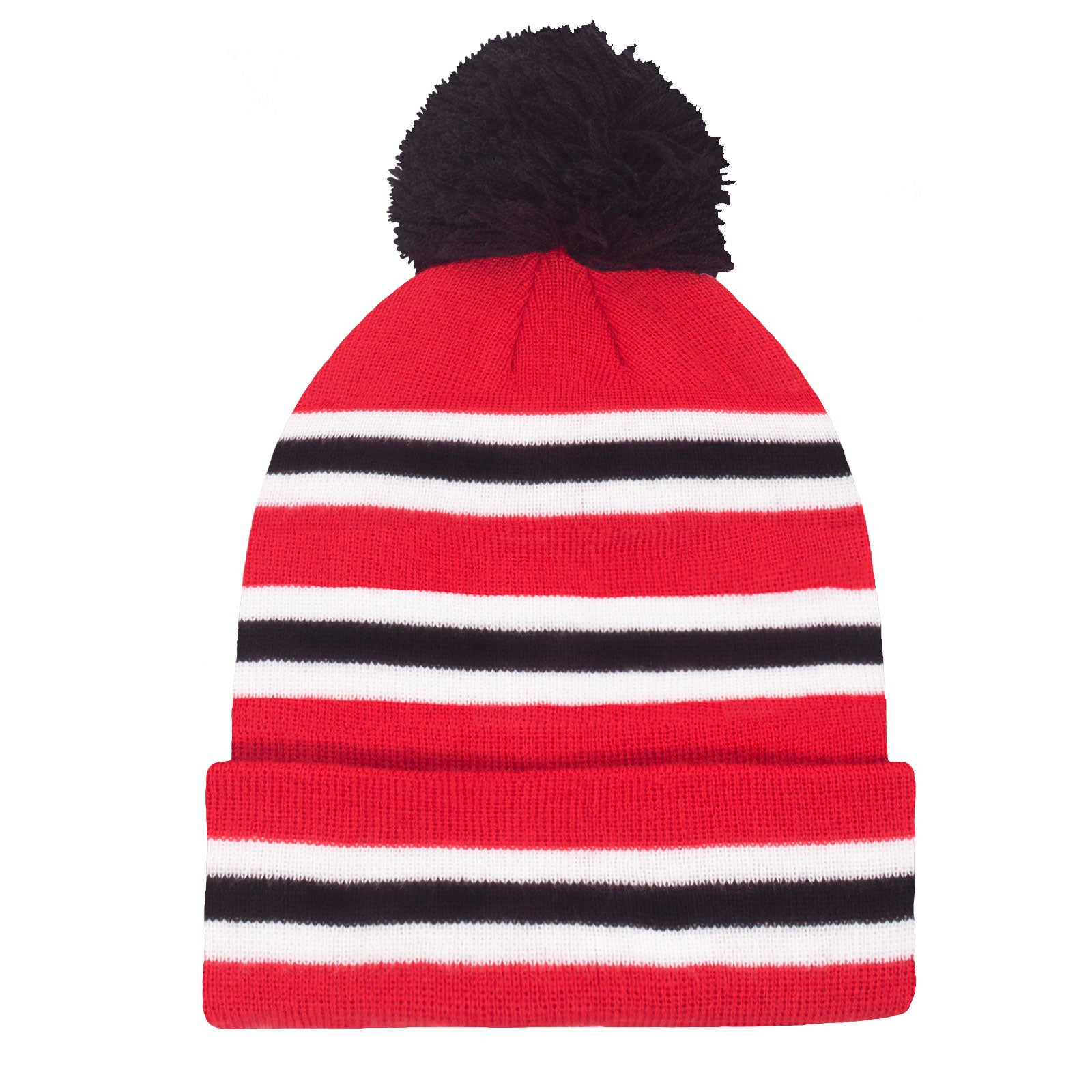 Sheffield Utd retro knitted bobble hat in 3 bar red, black & white club colours