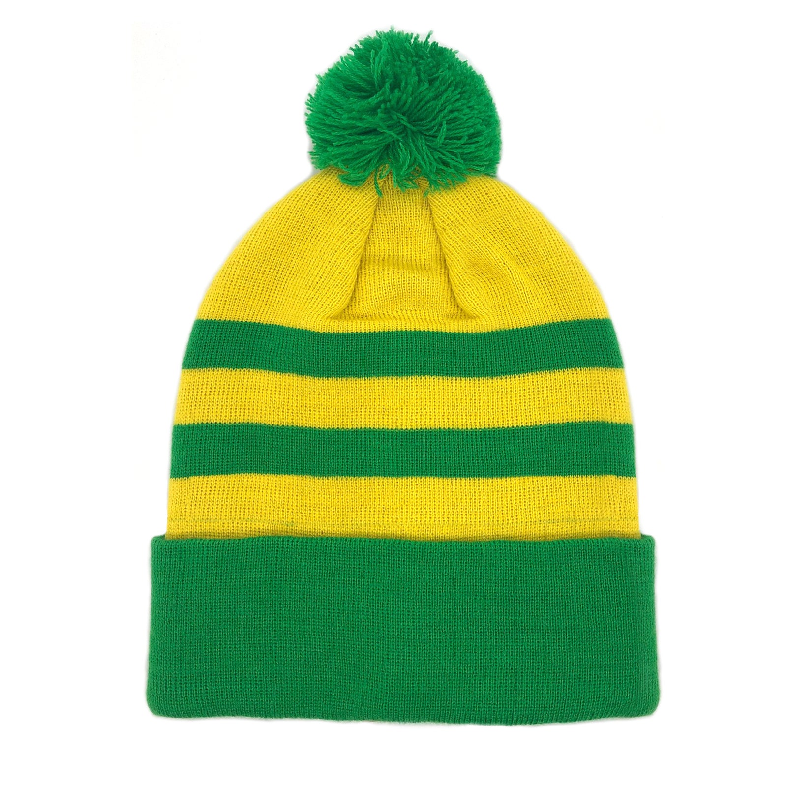 Man United retro bobble hat in yellow & green
