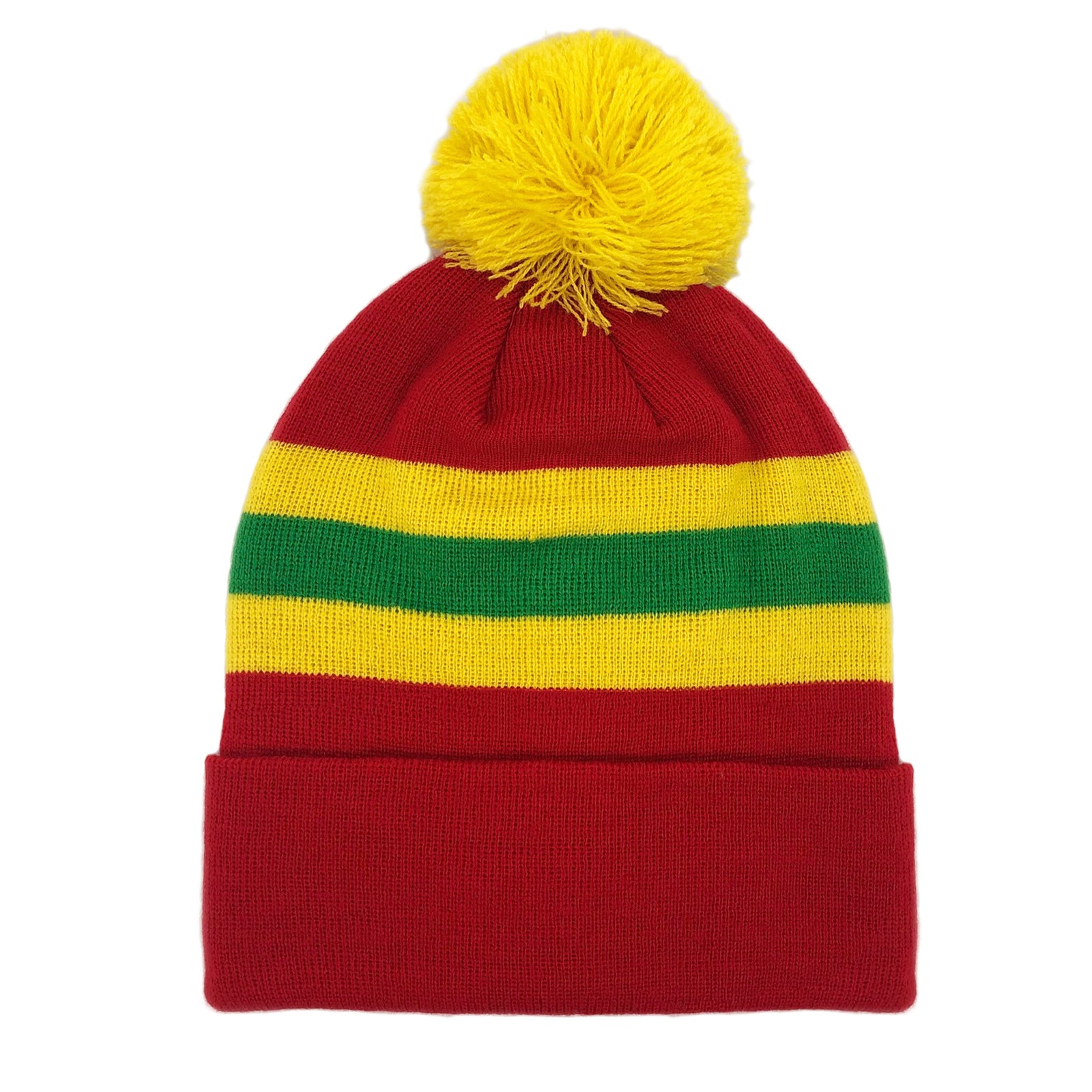 Wales football retro bobble hat & bar scarf set in red, yellow & green