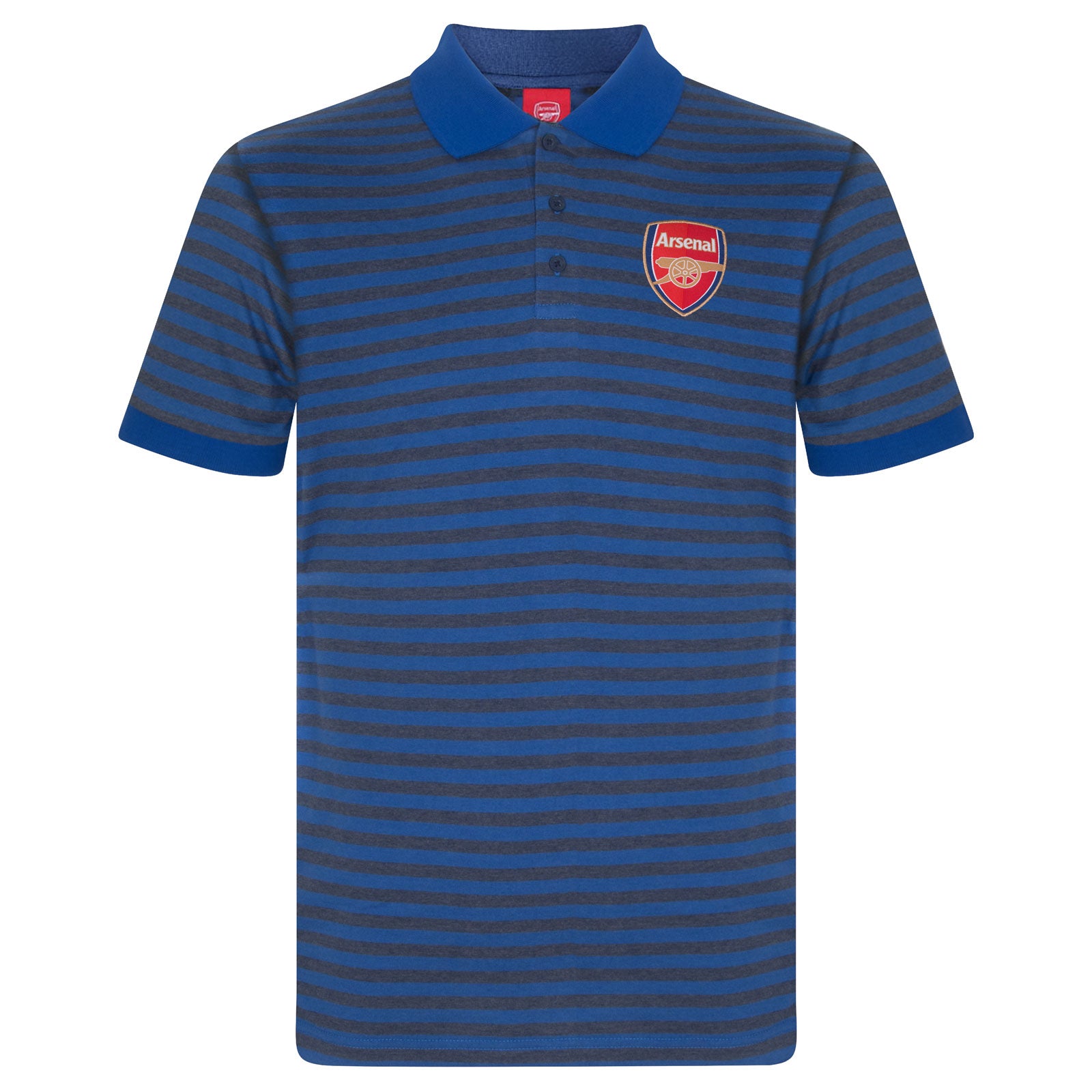 Arsenal adults striped polo shirt for adults in blue with club crest to chest.