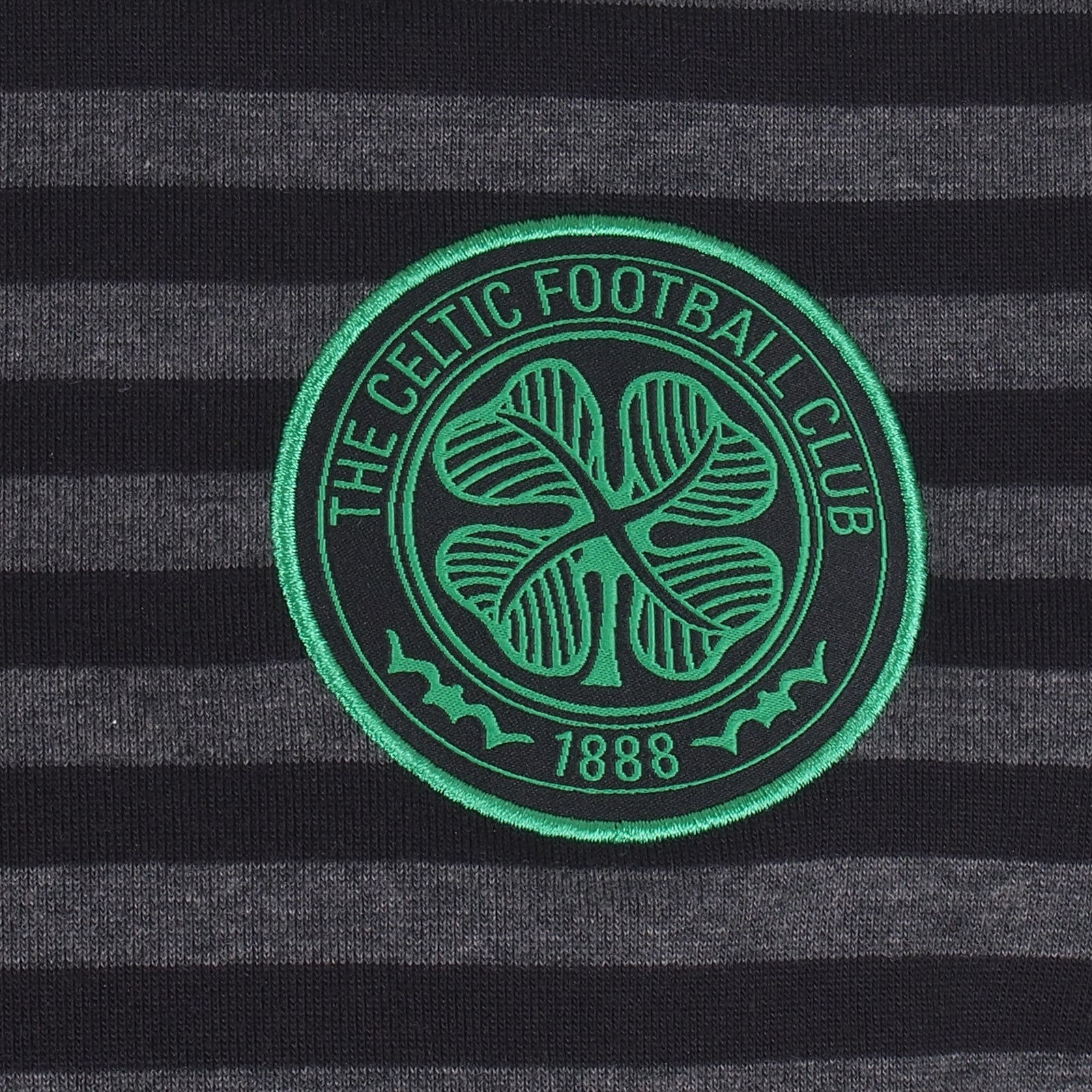 Celtic adults striped polo shirt for adults in black & grey with club crest to chest.