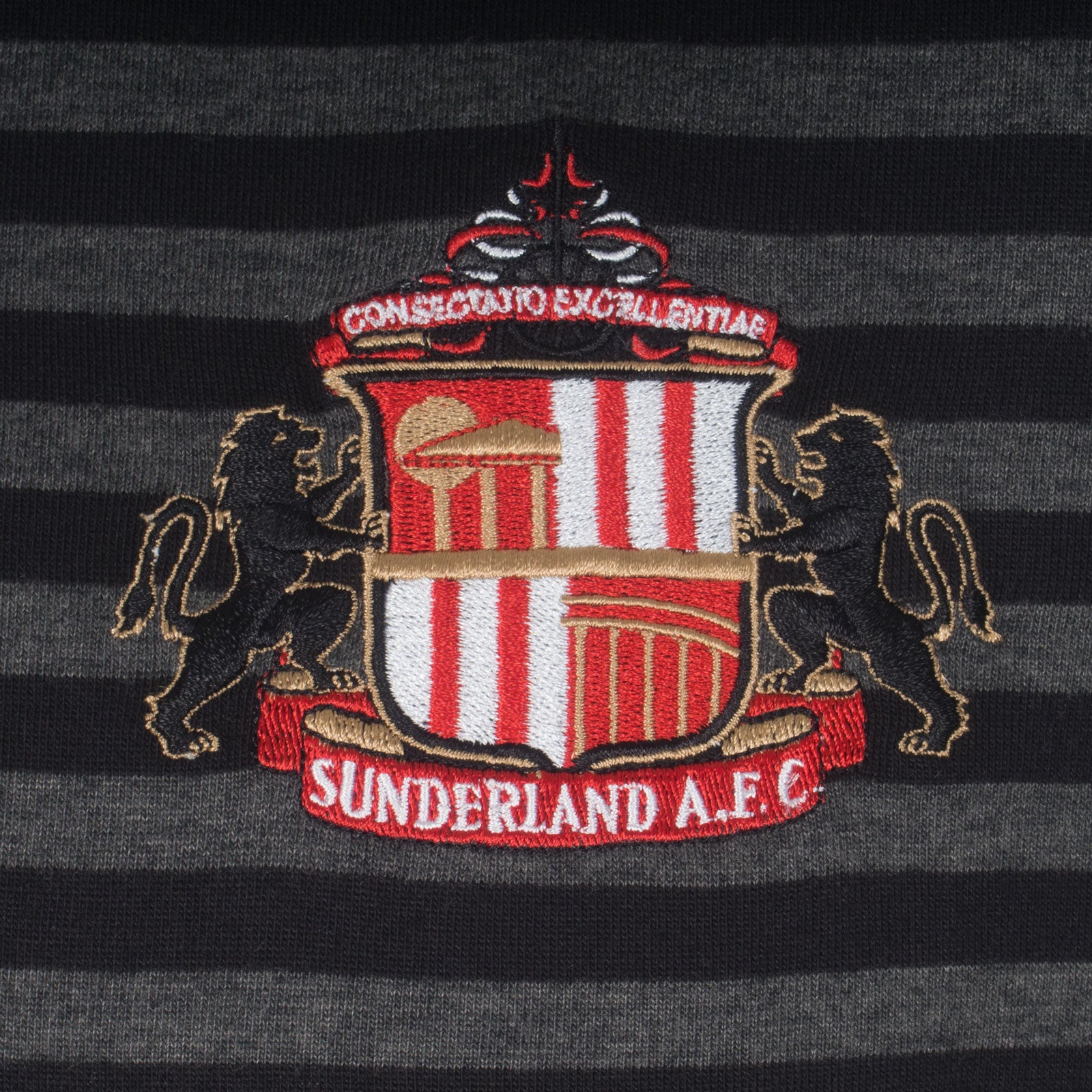 Sunderland AFC adults striped polo shirt in red with club crest to chest