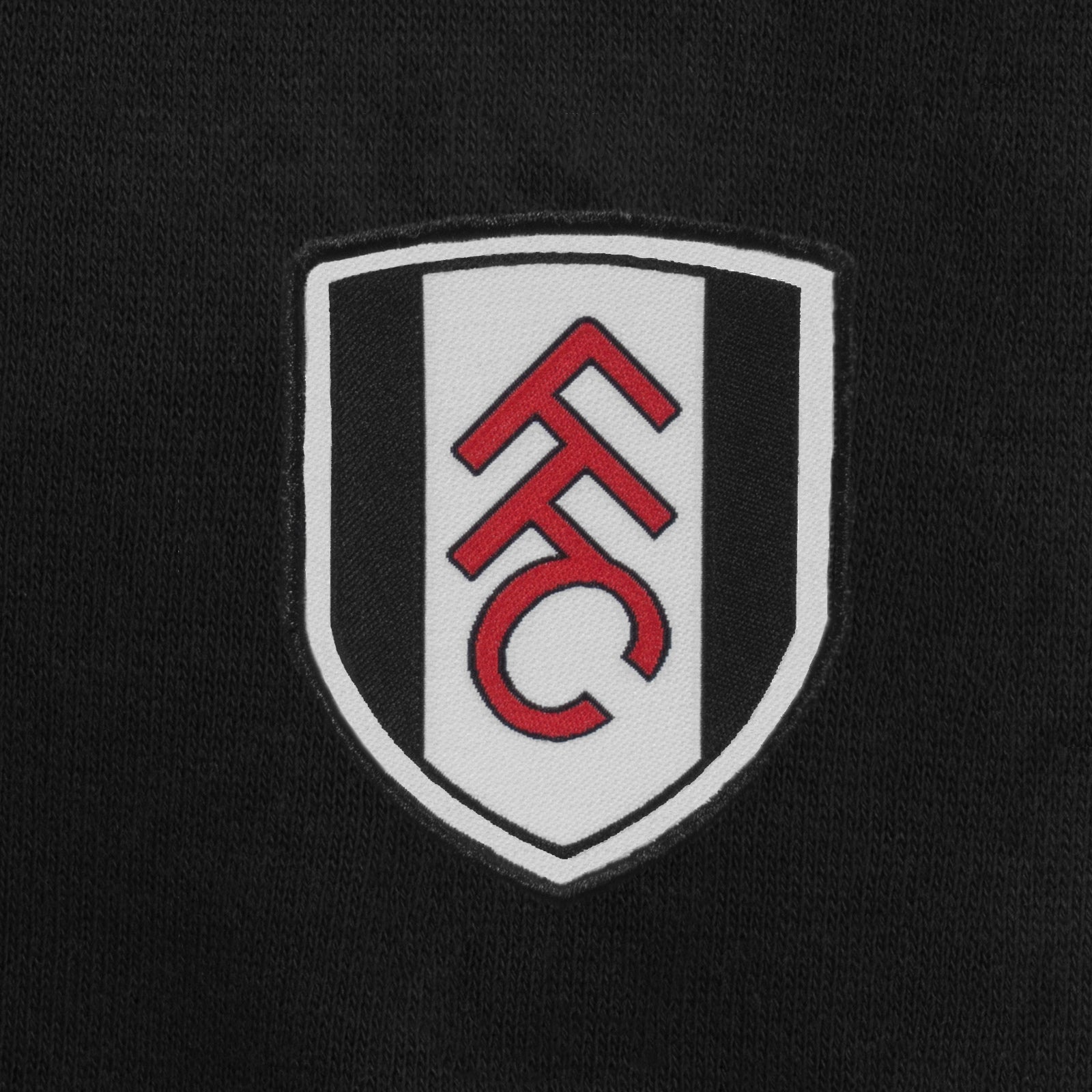 Fulham adults fleece shorts in black with crest to left leg and pockets to front & back.