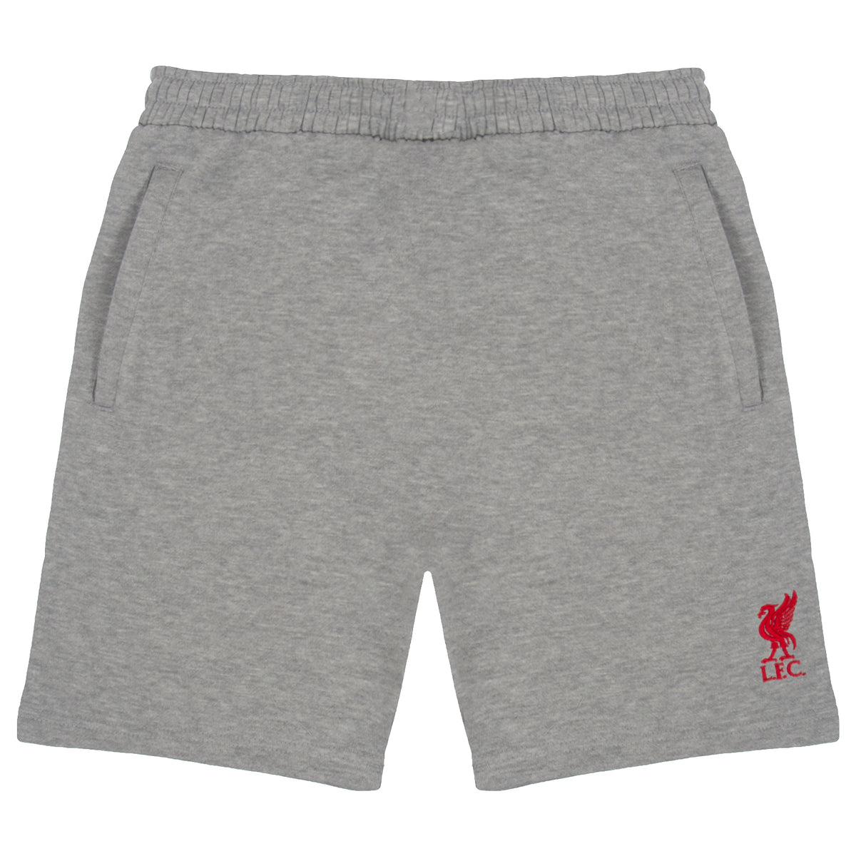 Liverpool adults fleece shorts in grey with crest to left leg and pockets to front & back.