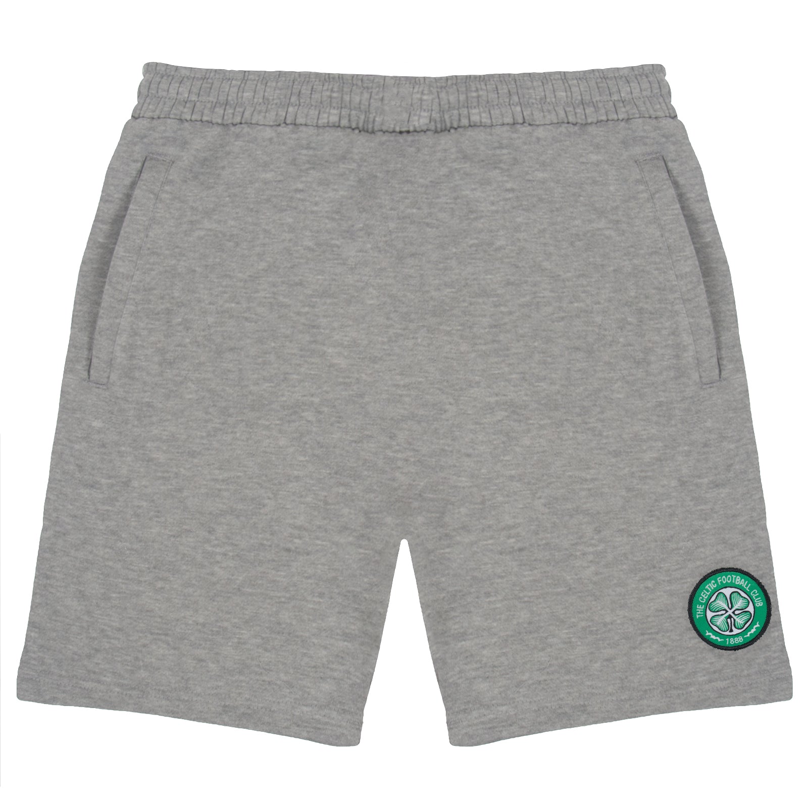 Celtic adults fleece shorts in grey with crest to left leg and pockets to front & back.