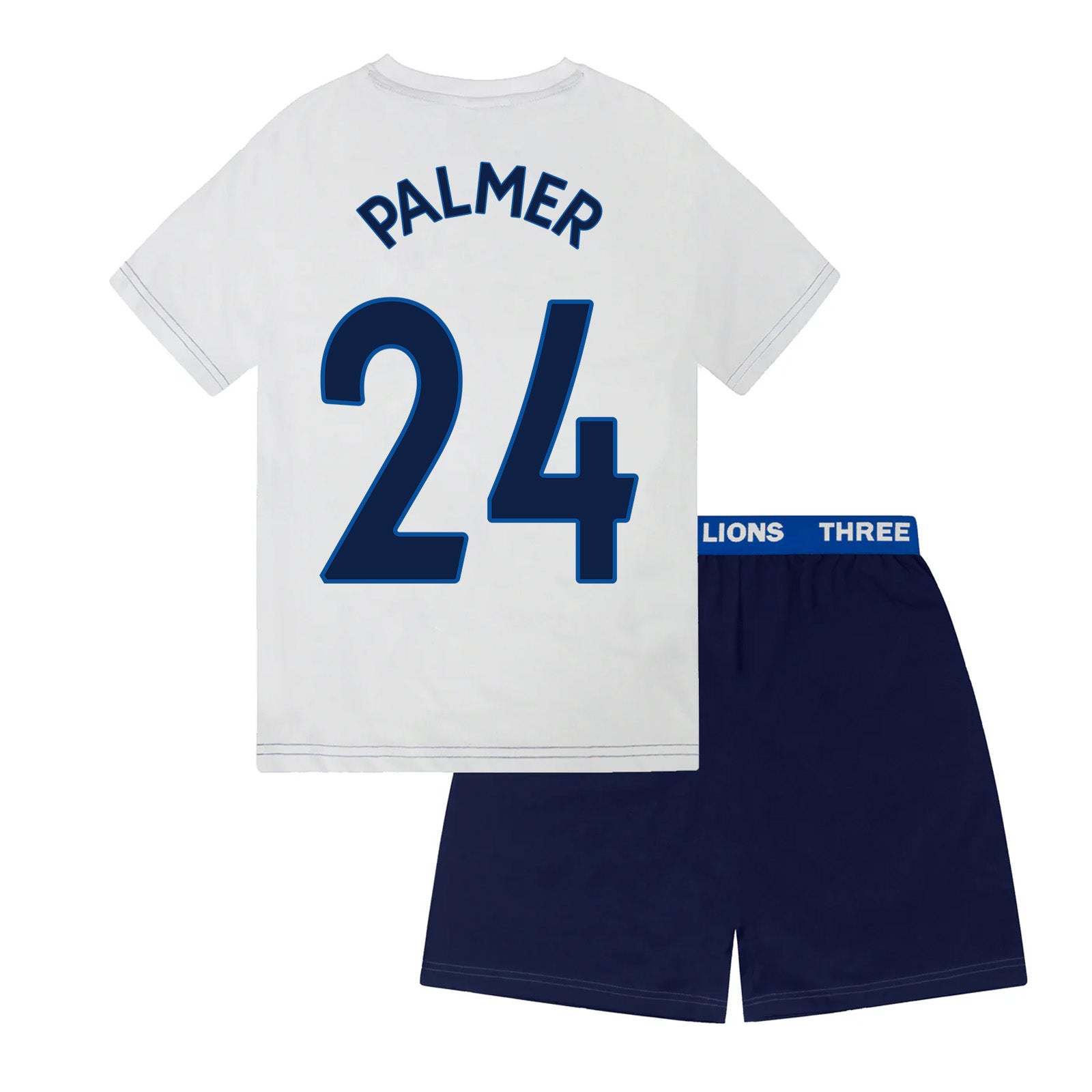 England kids pyjamas in white. Short sleeve top with graphic and shorts with 3 Lions logo to the left leg.