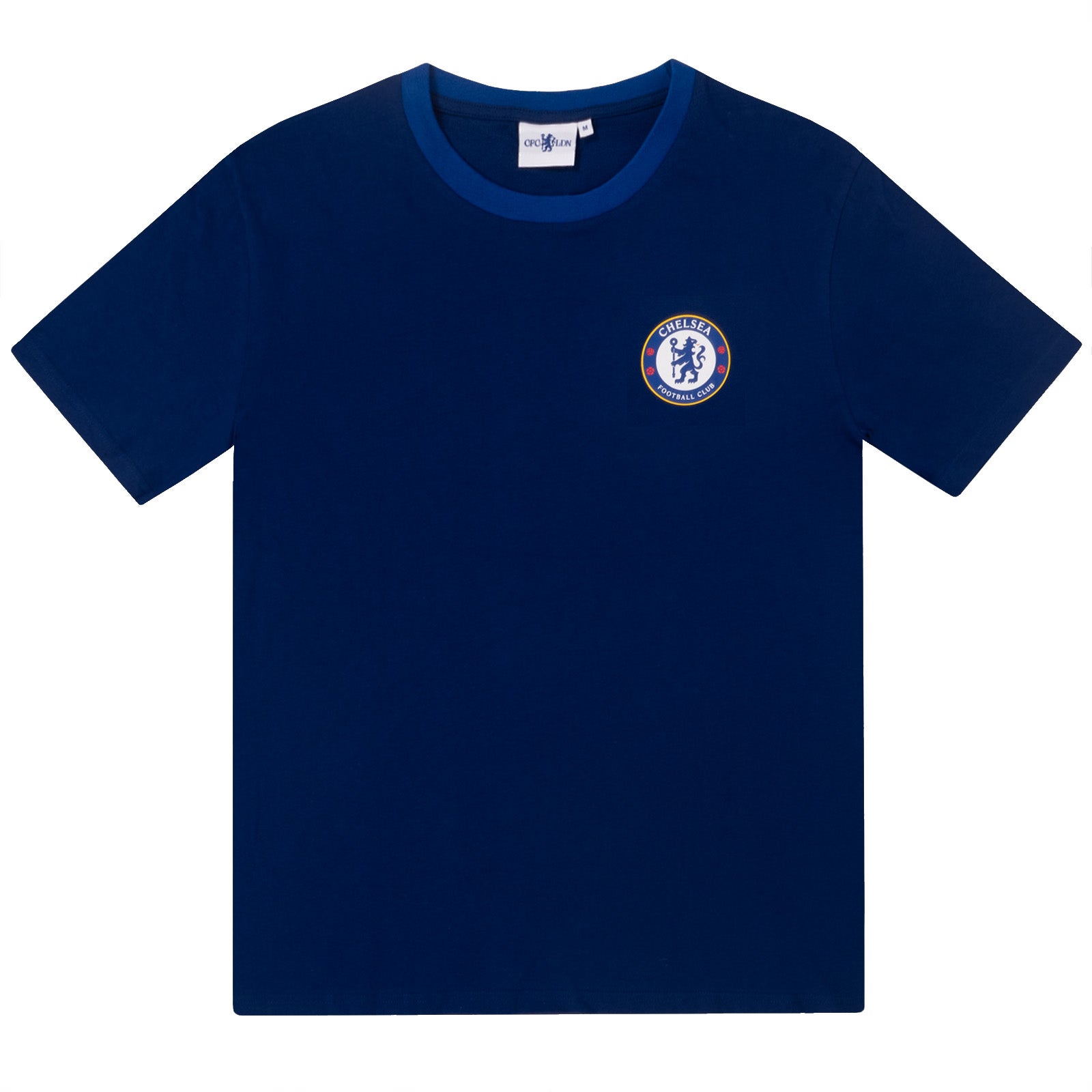 Chelsea adults long pyjamas in blue. Short sleeve top featuring club crest to chest. Long bottoms with club crest to leg and CHELSEA text on the waistband