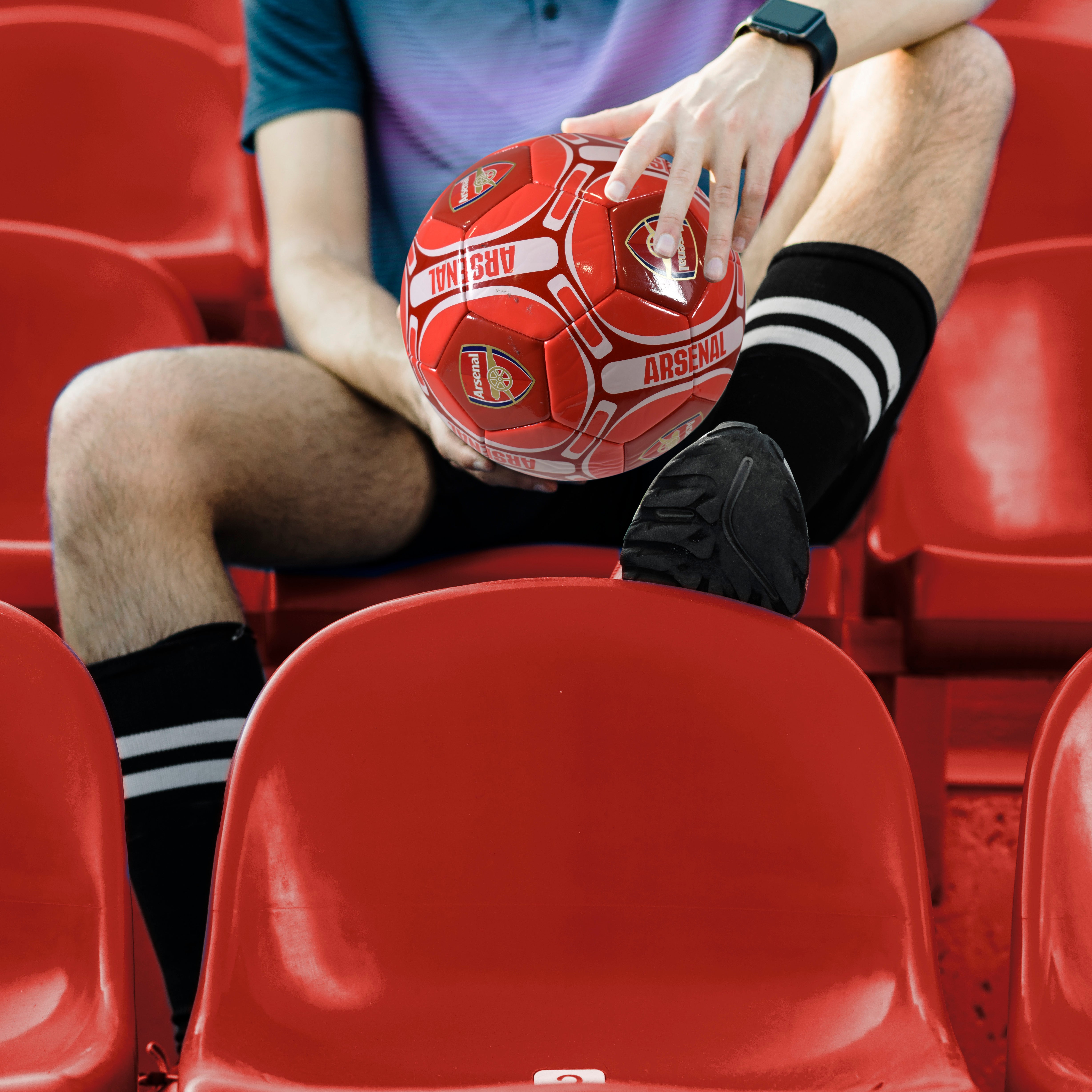 Arsenal size 4 red football with AFC badge & text.