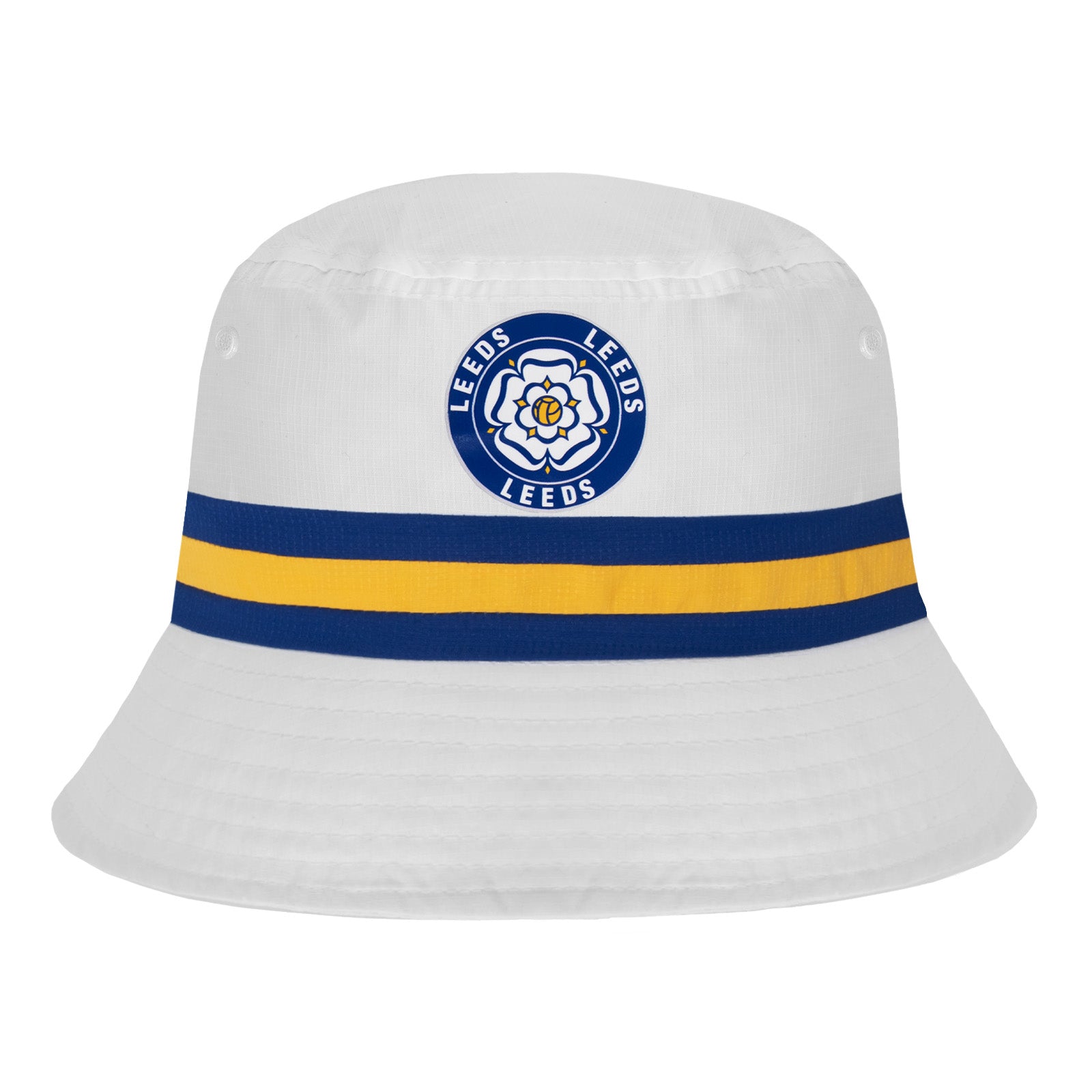 Leeds United bucket hat in white, blue and yellow