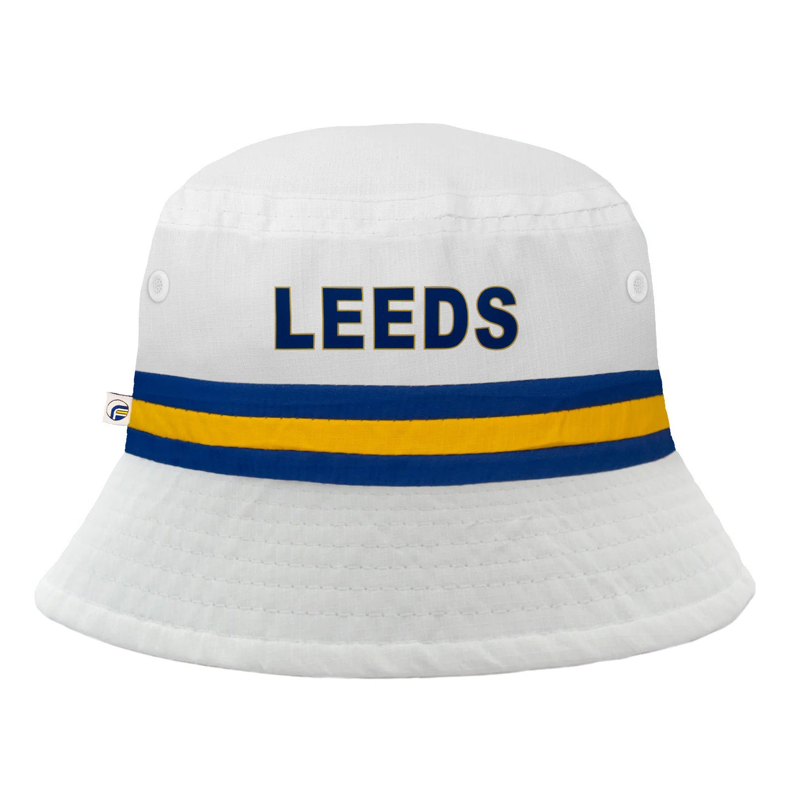 Leeds United bucket hat in white, blue and yellow