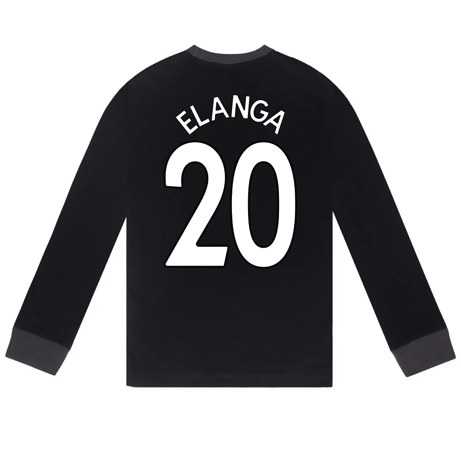 Newcastle Utd kids long pyjamas in black with long sleeve top with graphic crest with long legged bottoms