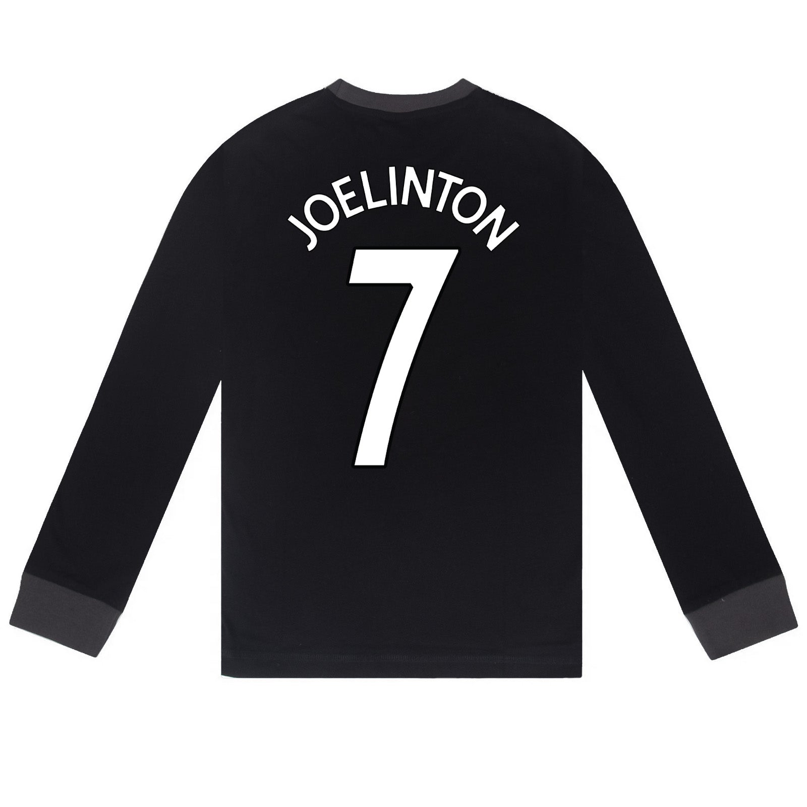 Newcastle Utd kids long pyjamas in black with long sleeve top with graphic crest with long legged bottoms