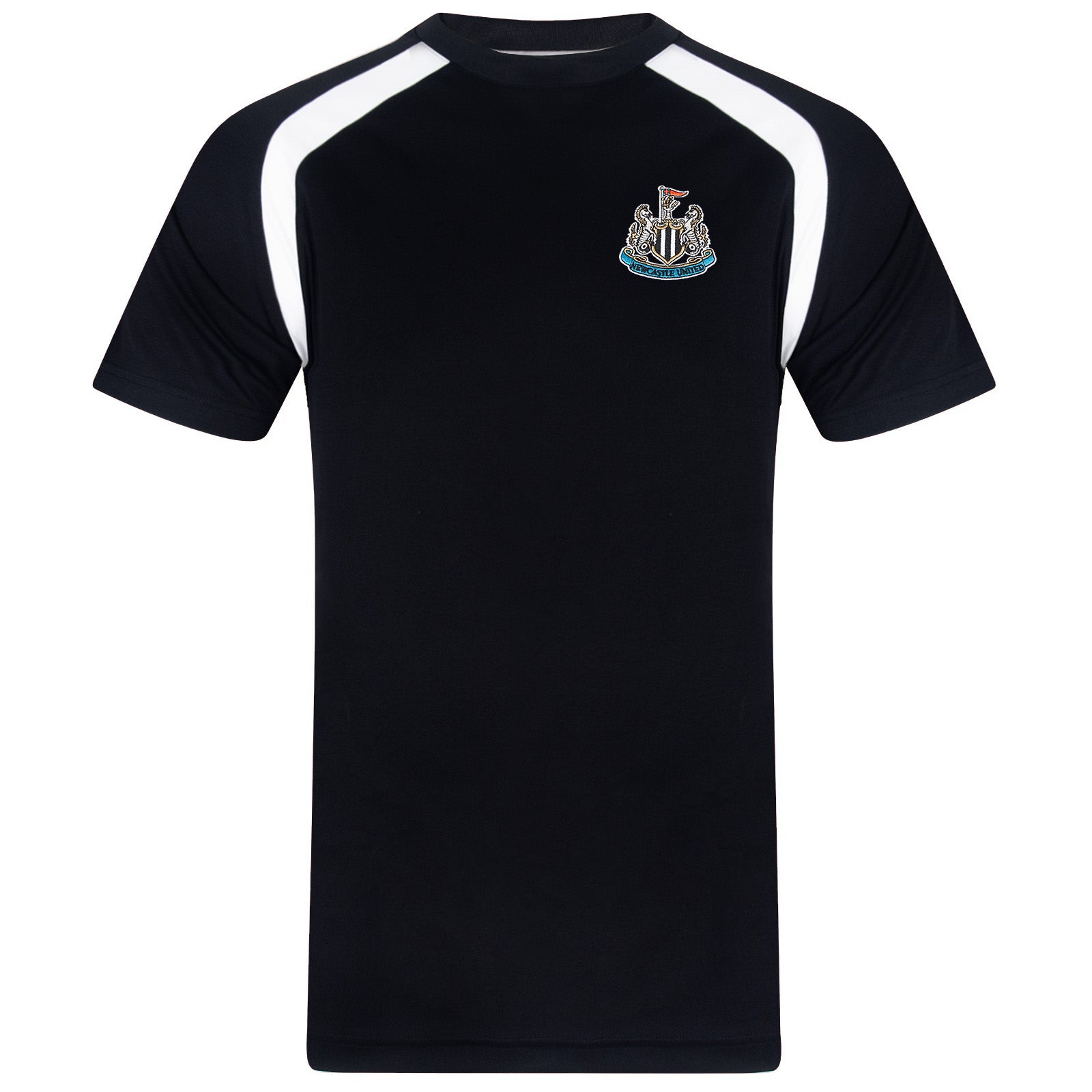 Newcastle United adults T-shirt in black with club crest to chest.