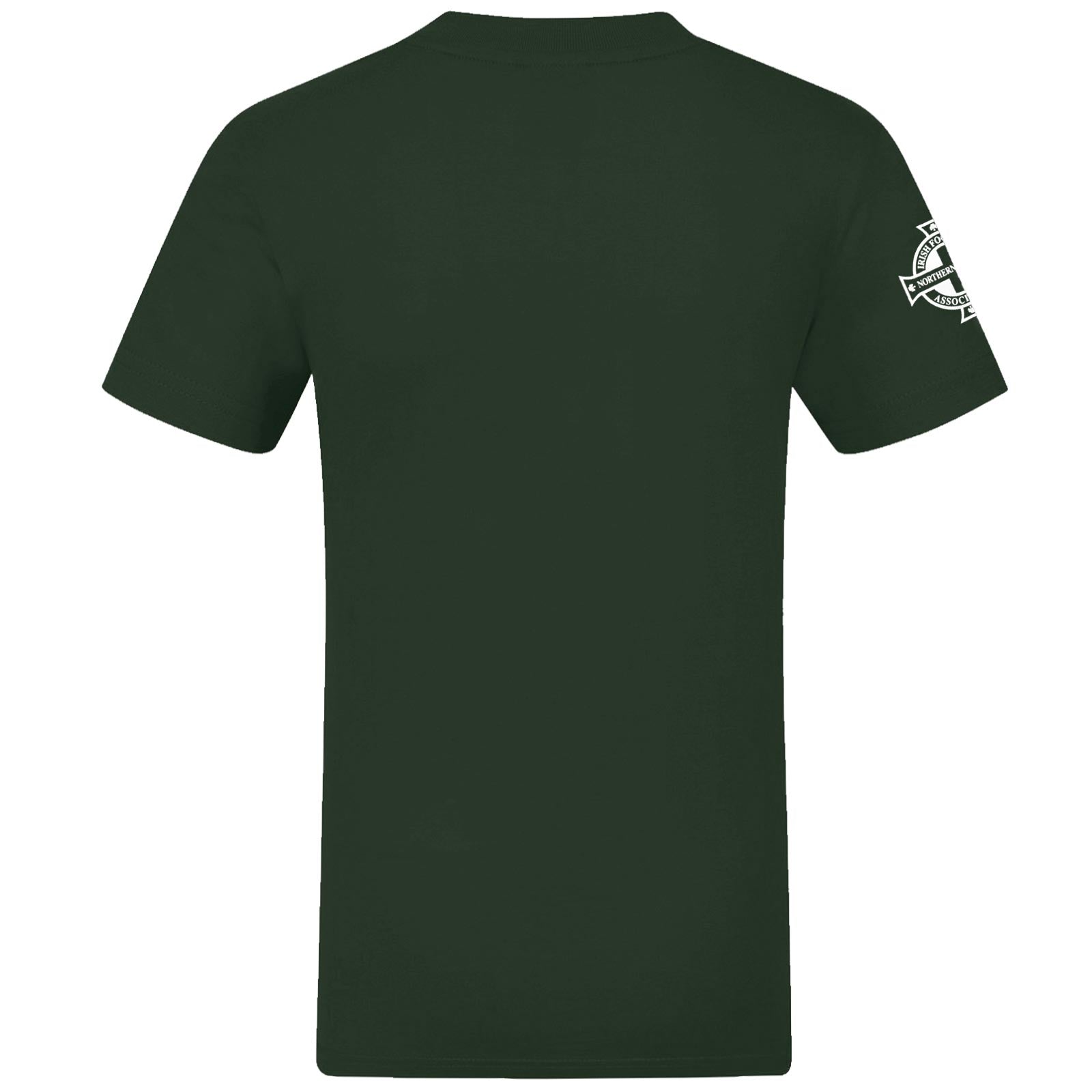 Northern Ireland adults graphic T-shirt in green with large national crest print to front and small crest print to sleeve.