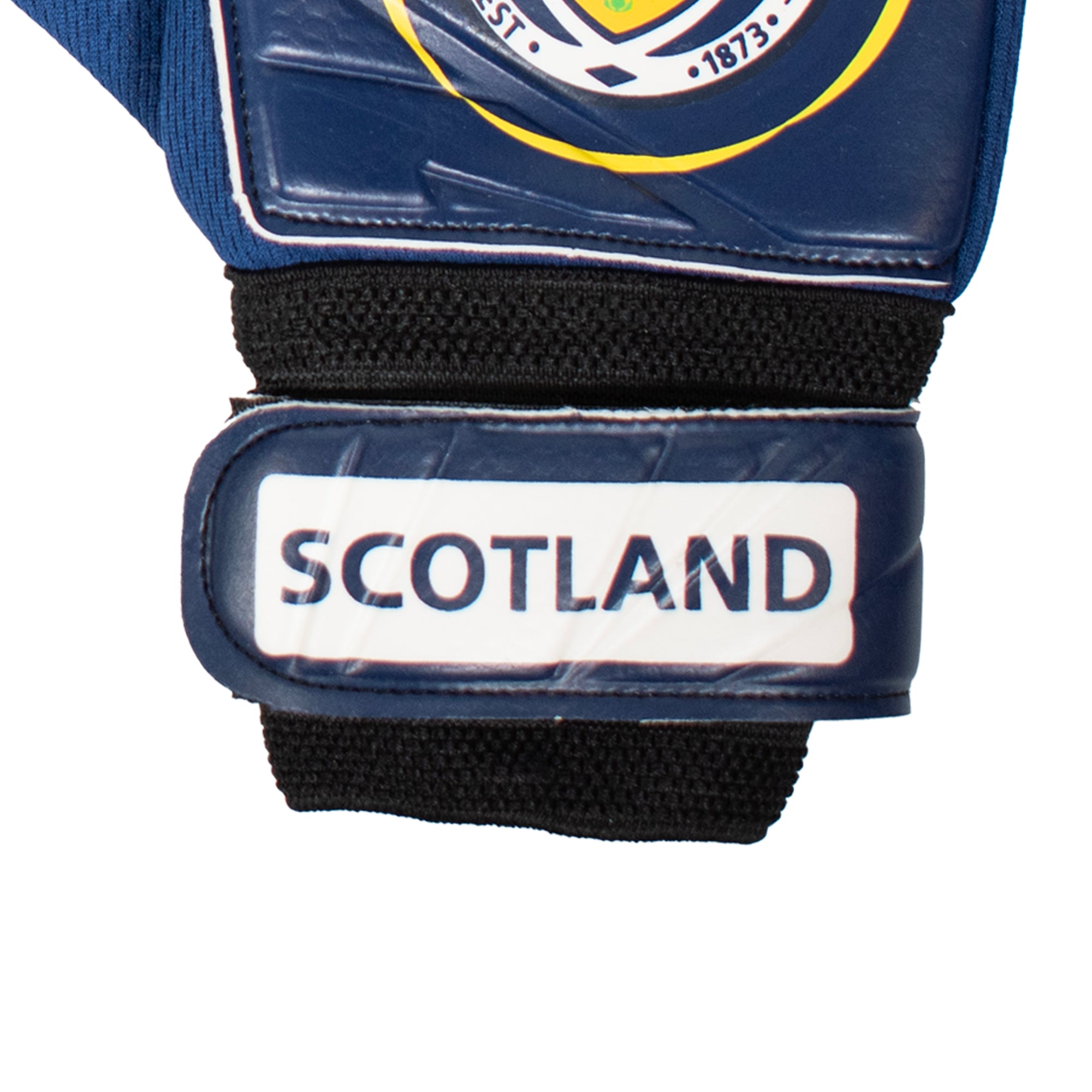 Scotland navy blue goalkeeper gloves with Scotland crest & text print to each glove