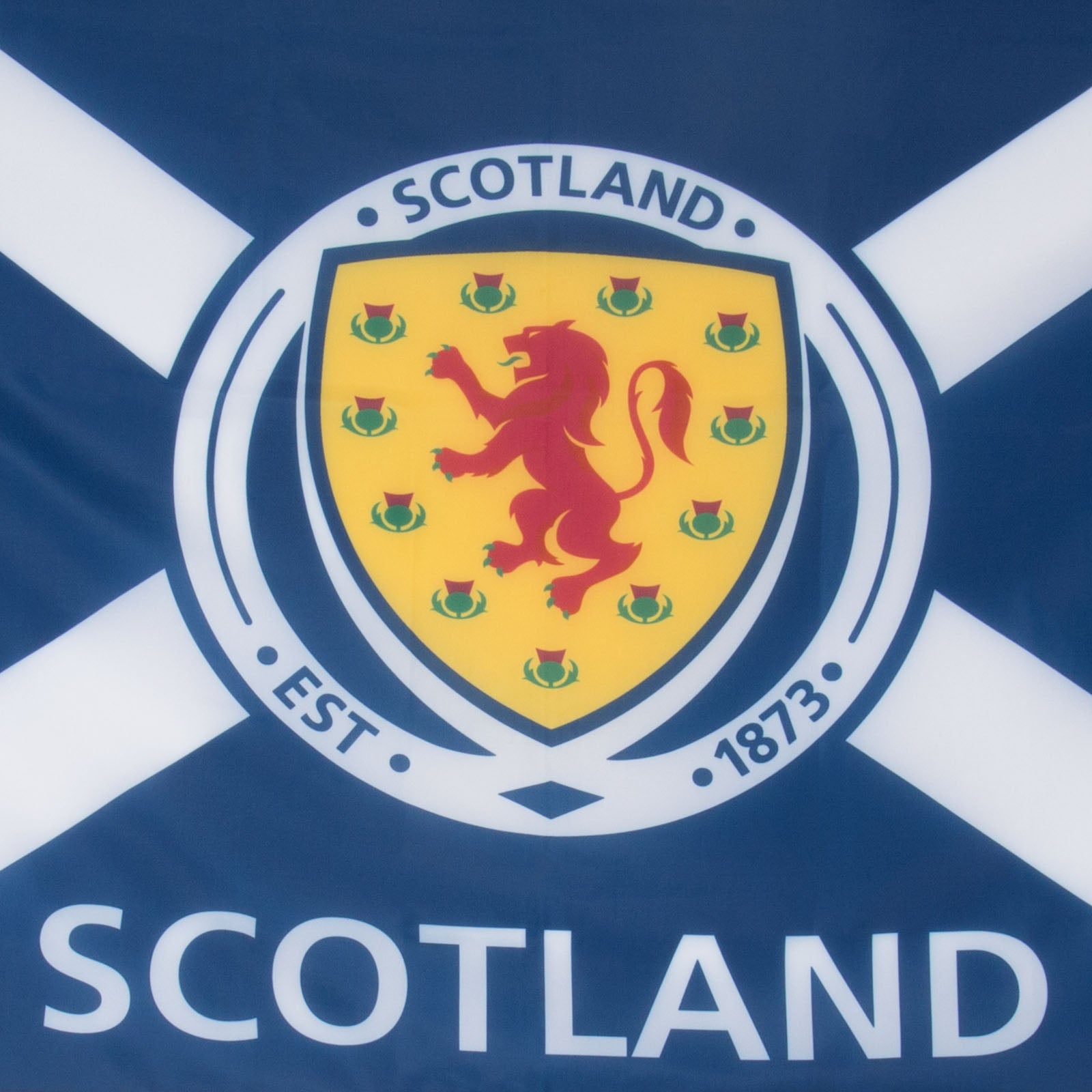 Scotland football 5ft by 3ft flag. St Andrews cross with a large Scotland crest