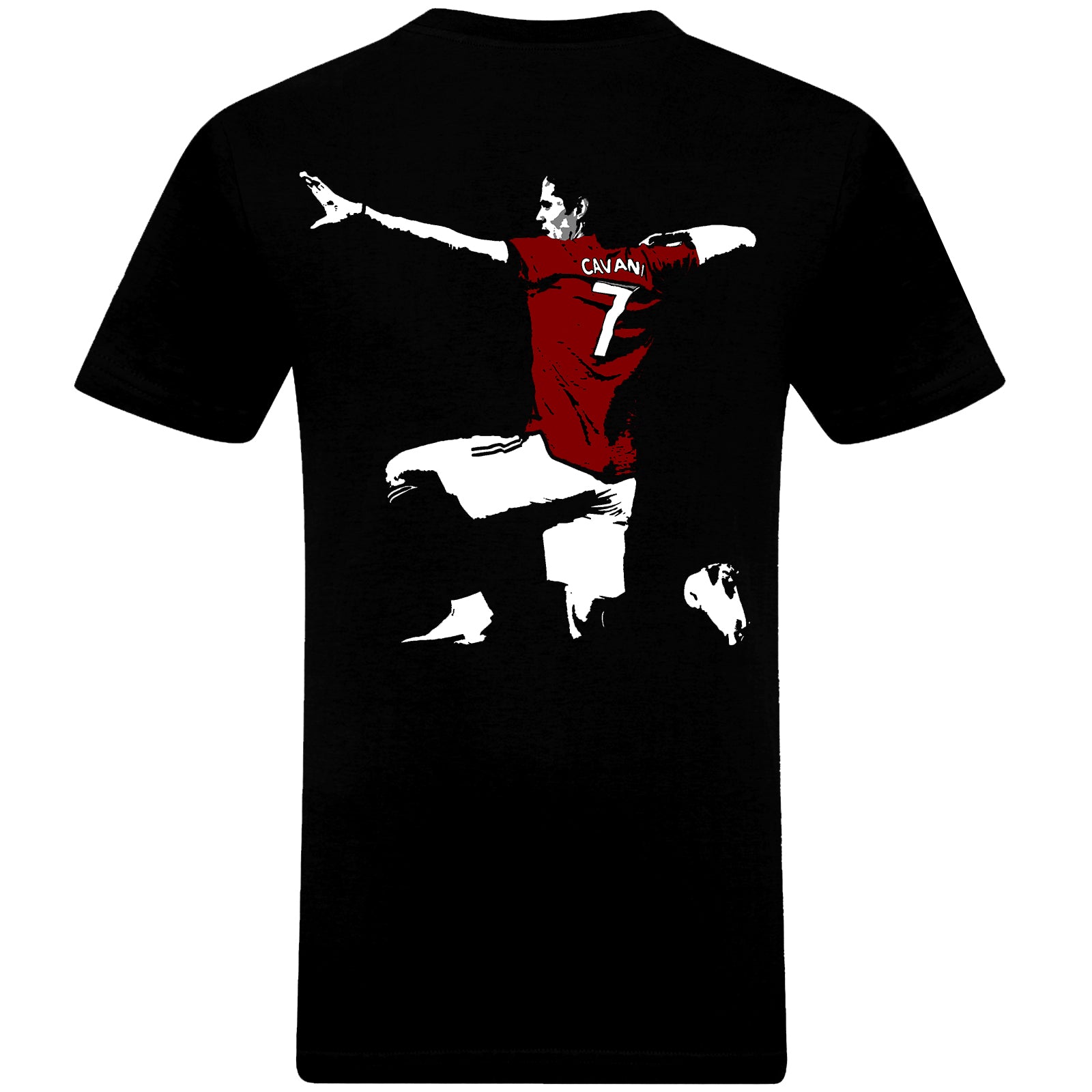 Man United retro T-shirt in black with large Cavani image to front & back.