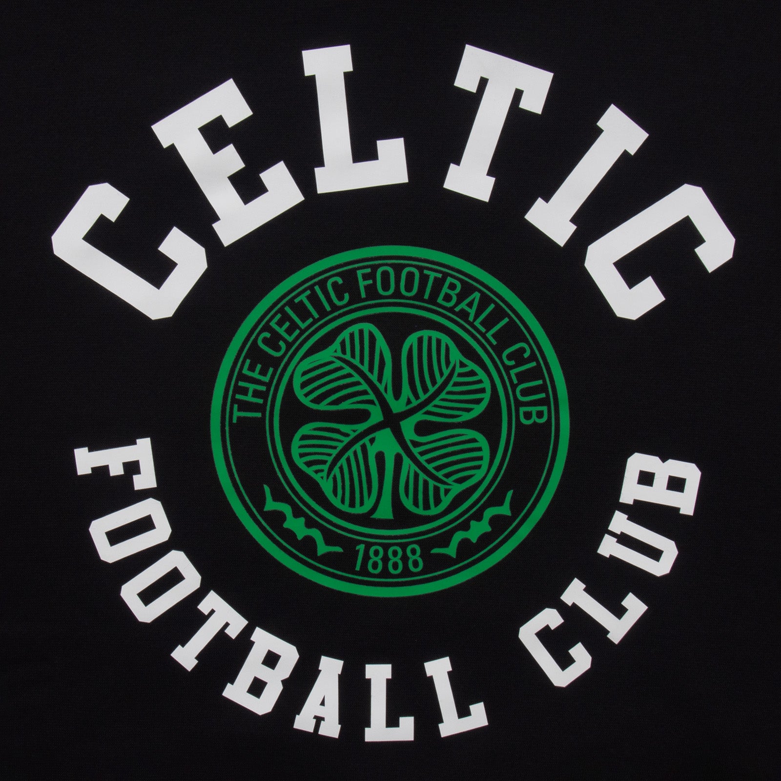 Celtic adults hoodie in black with club crest & text print to front.
